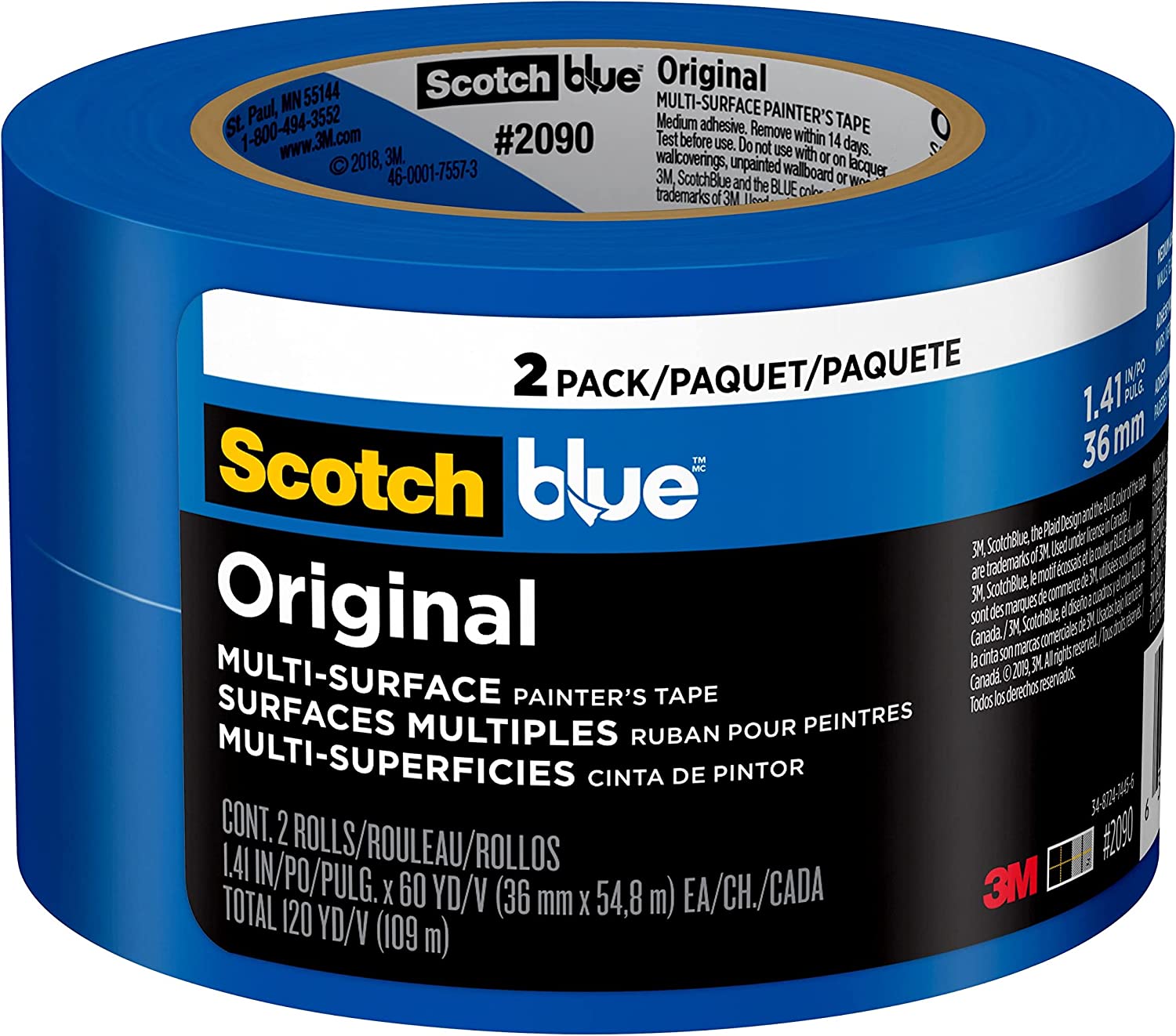 ScotchBlue 2093EL-24E Painters Tape, 94 inches x 60 yards, 2093, 1 Roll,  Blue