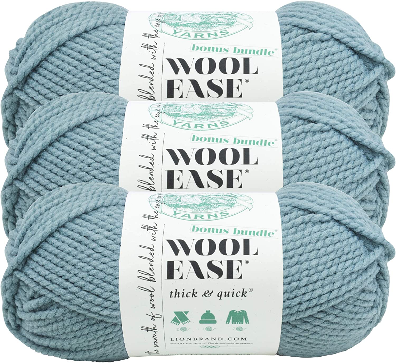 Lion Brand Wool Ease Thick and Quick Yarn (3-Pack) Crimson Stripes 640-602