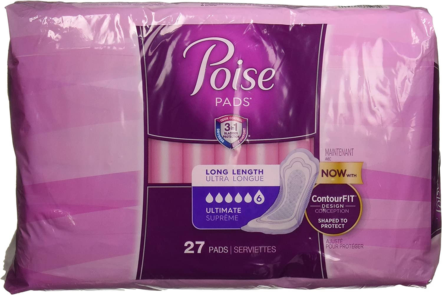  Poise Incontinence Pads & Postpartum Incontinence Pads, 7 Drop  Ultra Absorbency, Long Length, 78 Count (2 Packs of 39), Packaging May Vary  : Health & Household