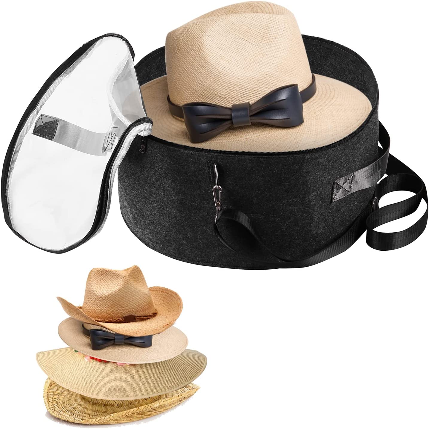 MOSLA Hat Box Travel Fedora Case Universal Size Hat Carrier,Sleek