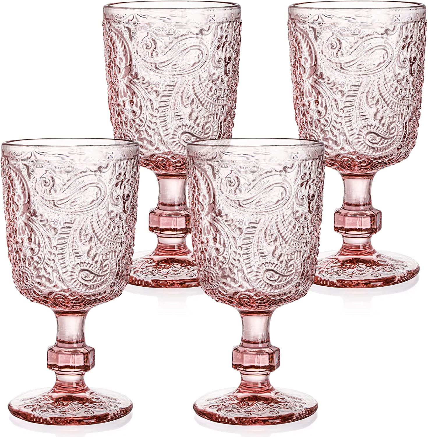 Vintage Wine Glasses Set of 4, Plastic Reusable 12 Ounce Colored Water  Goblets, Unique Embossed Patt…See more Vintage Wine Glasses Set of 4,  Plastic
