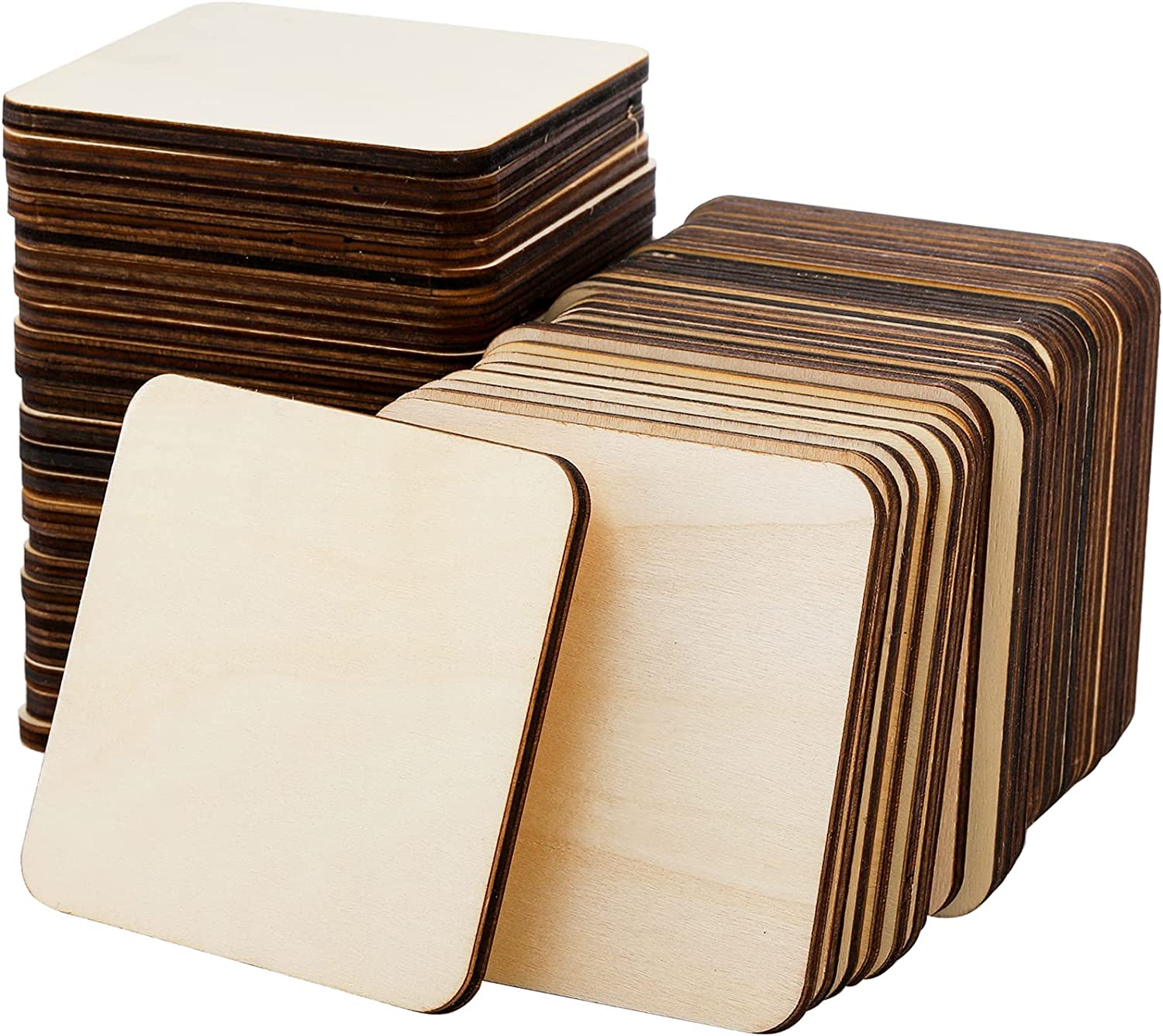 12 Pieces Unfinished Wood Coasters, GOH DODD 4 Inch Square Blank Wooden  Coasters Crafts Coasters for DIY Architectural Models Drawing Painting Wood
