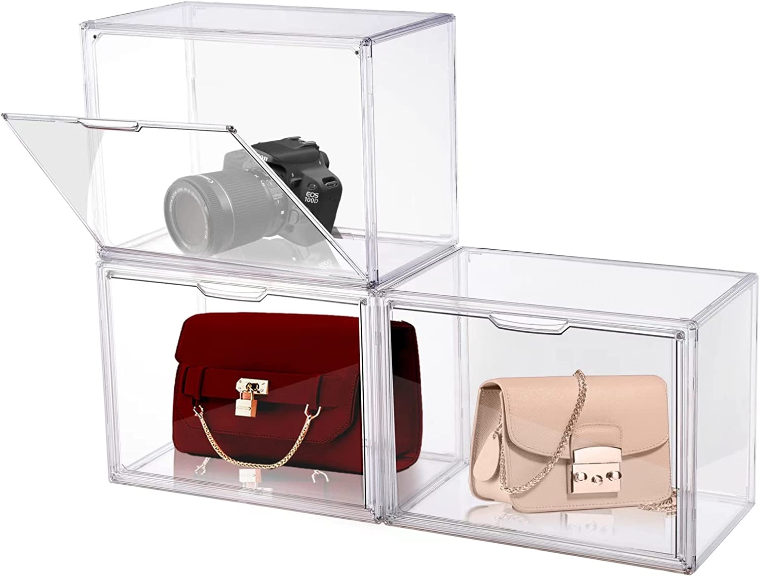 DILIBRA Set of 4 Plastic Purse Storage Organizer for Closet, Acrylic  Display Cas