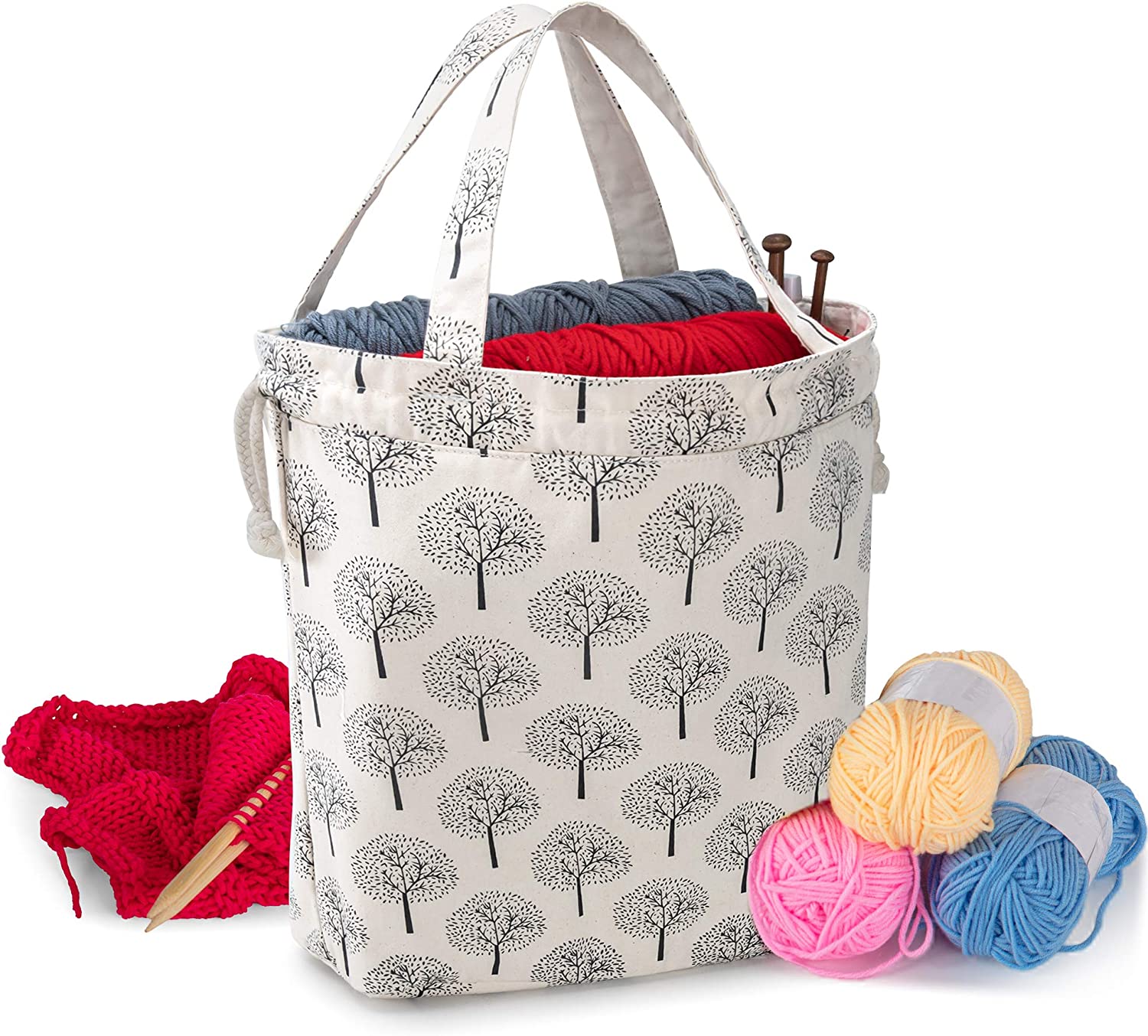 SumDirect Knitting Bag, Yarn Organizer Tote Bag Portable Storage Bag for  Yarns, Carrying Projects, Knitting Needles, Crochet Hooks, Manuals and  Other