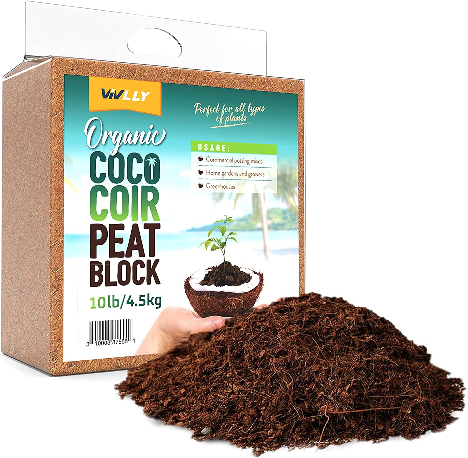 Coco Coir Premium RHP Certified 9 Quarts /10 Liter /2.6 Gallon Pre Buffered  Pure Organic Coconut Coir Fiber Potting Soil Indoor/Outdoor Grow Plants