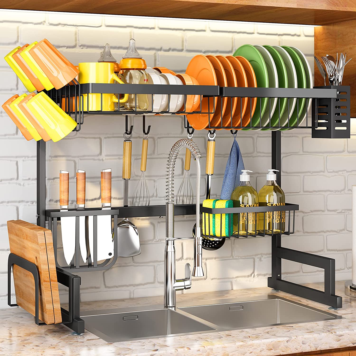 Dish Rack, 2 Tier Dish Drying Rack, Rustproof Kitchen Dish Drying Rack with  Drainboard & Utensil Holder for Kitchen Countertop, Kitchen Accessories  2023 - $41.99
