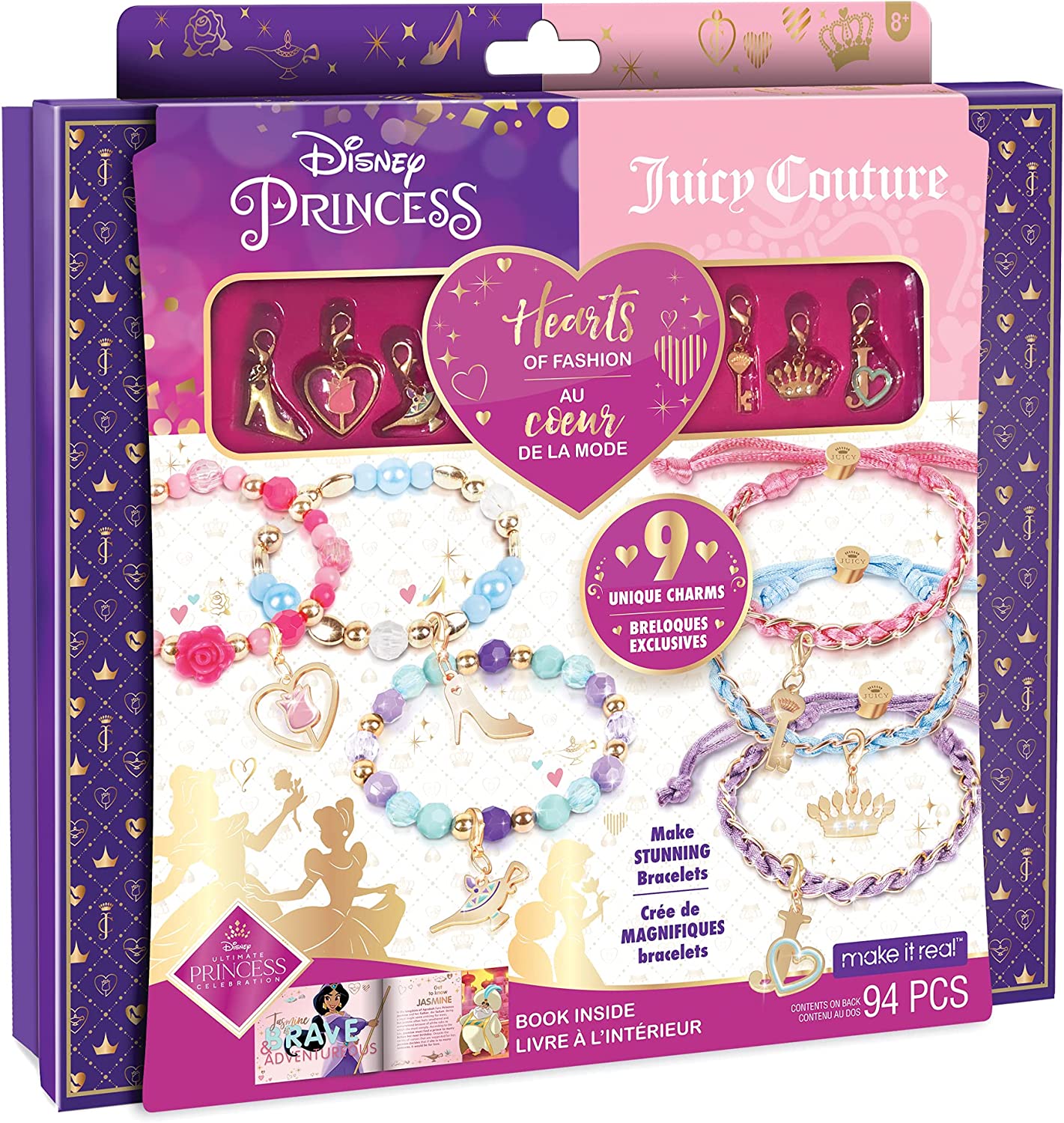  Make It Real Disney Princess 2 in 1 Deluxe Royal Jewels & Gems  - Disney Princess Craft Kit with Disney Charms & Beads - Disney Princess  Jewelry Making Kit for Girls