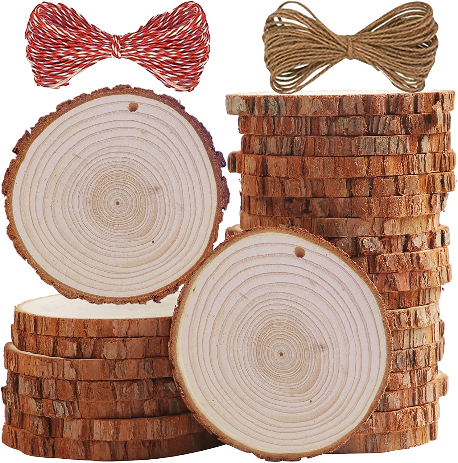 Rustic Natural Wood Slices 20Pcs 3.1-3.5 inches Large Unfinished