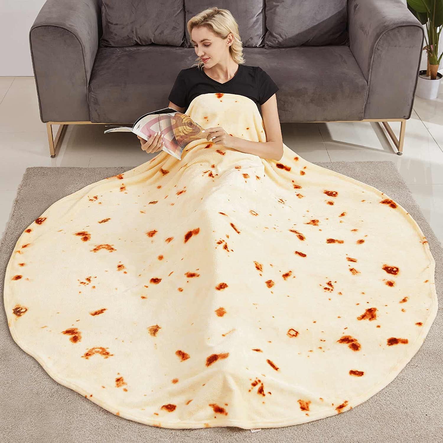 Pavilia Burritos Tortilla Blanket, Double Sided Realistic Taco