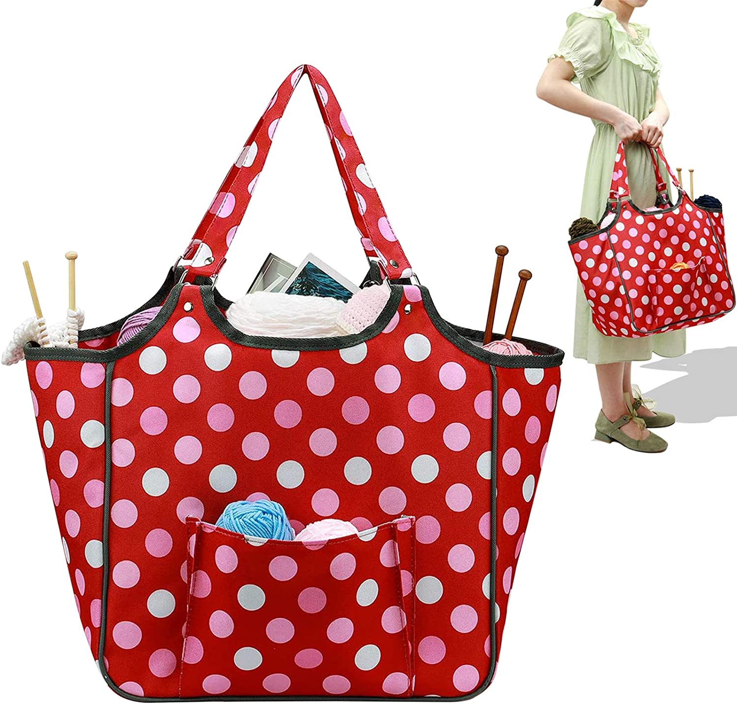 Hoshin Knitting Bag for Yarn Storage, High Capacity Yarn Totes