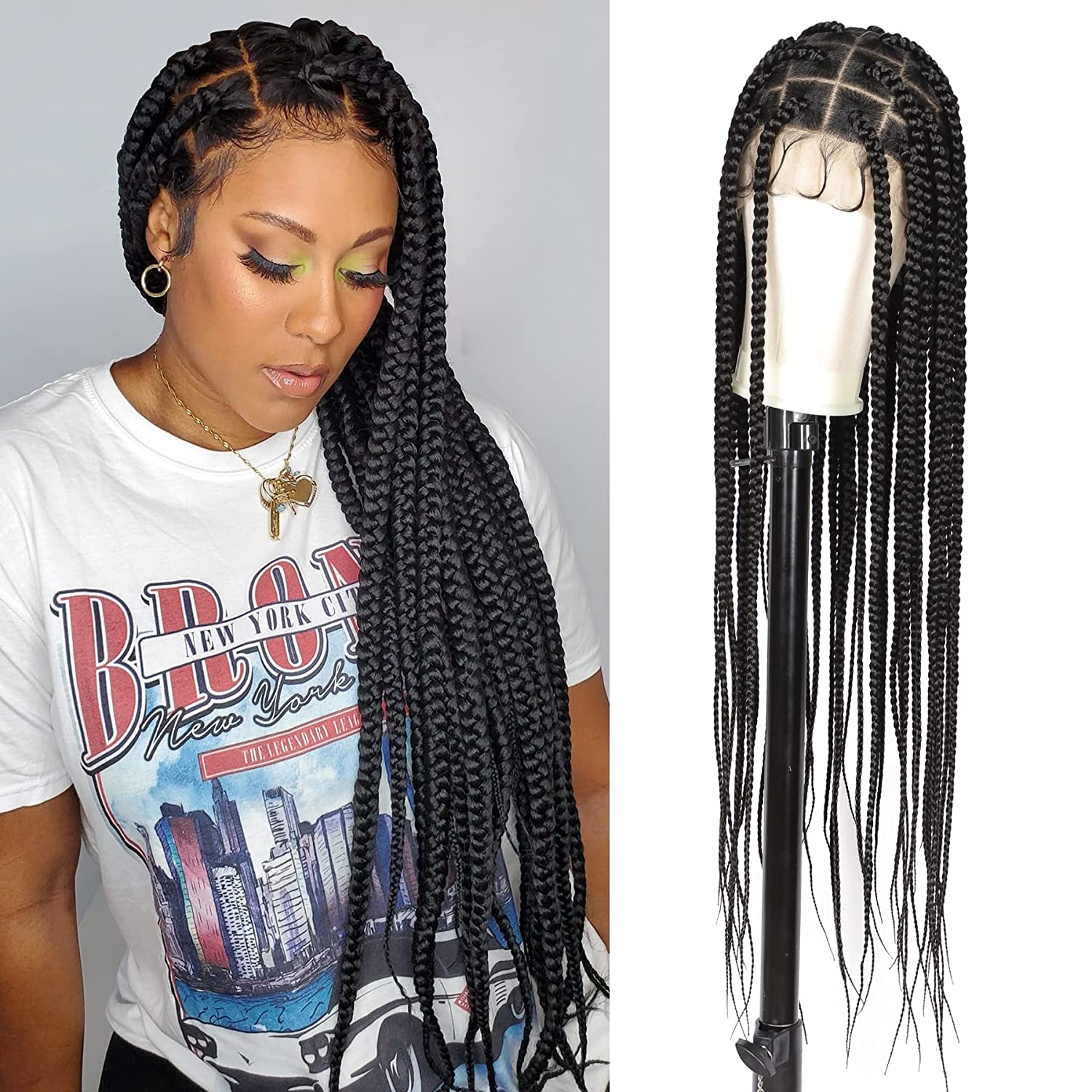  Fecihor 13x8 Inch HD Lace Front Cornrow Box Braided Wigs For  Women Braided Lace Front Wig With Baby Hair 36 Black Synthetic Box Braid  Wig Cornrow Braids Wigs : Beauty