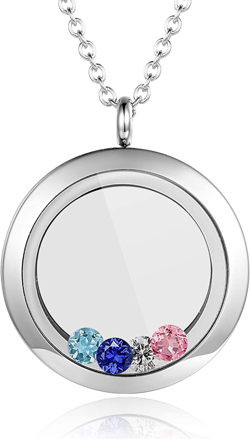 Mesinya Memorial Keepsake Floating Charm Toughened Glass Locket Pendant  Necklace With Chain