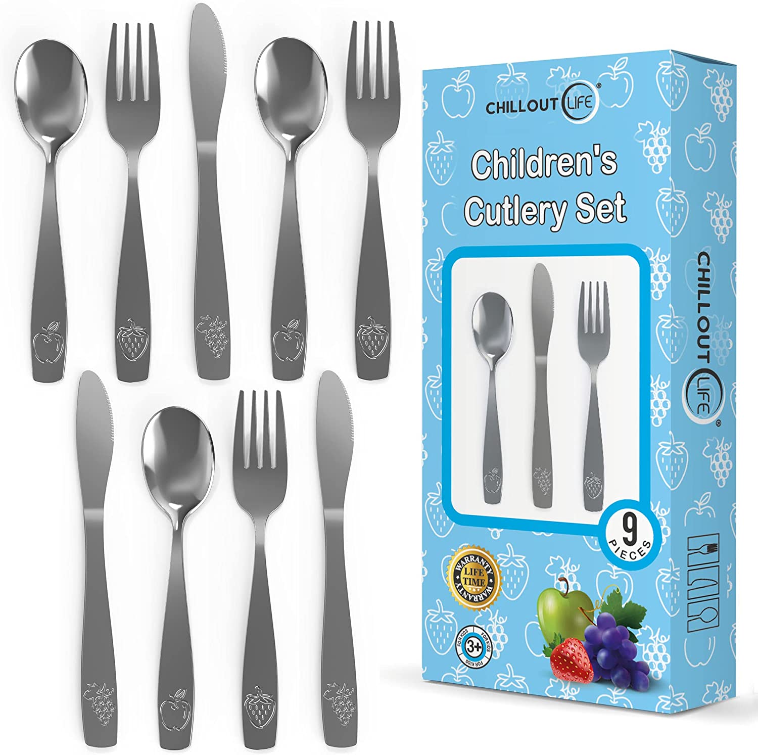 ANNOVA Kids Silverware 6 Pieces Children's Safe Flatware Set Stainless  Steel - 3 x Forks, 3 x Kids Dinner Spoons, Toddler Utensils, Metal Cutlery  Set for LunchBox (Engraved Dog Bunny)