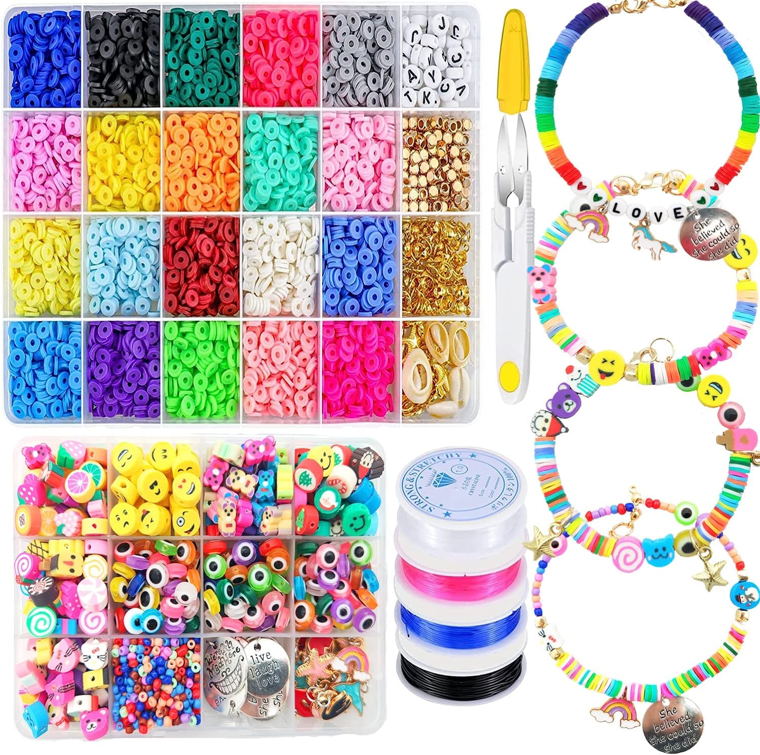 SEMATA 750Pcs Beads for Bracelets Making Kit DIY Pearl Jewelry Adults  Charms String Crystal Girls Supplies