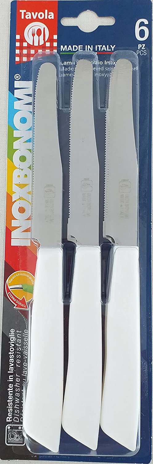 Inoxbonomi Italian Table Stainless Steel Knife 11 cm Green, Set of 6