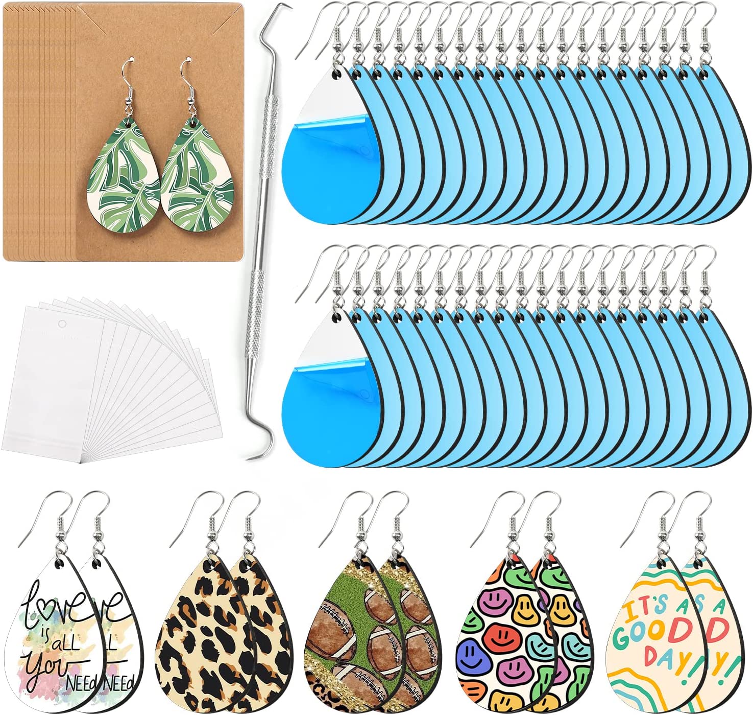  120Pcs Sublimation Blanks Products, Sublimation Earring Blanks  with Earring Hooks and Jump Rings Heat Transfer Earring Pendant for Jewelry  DIY Making Halloween and Christmas Gifts