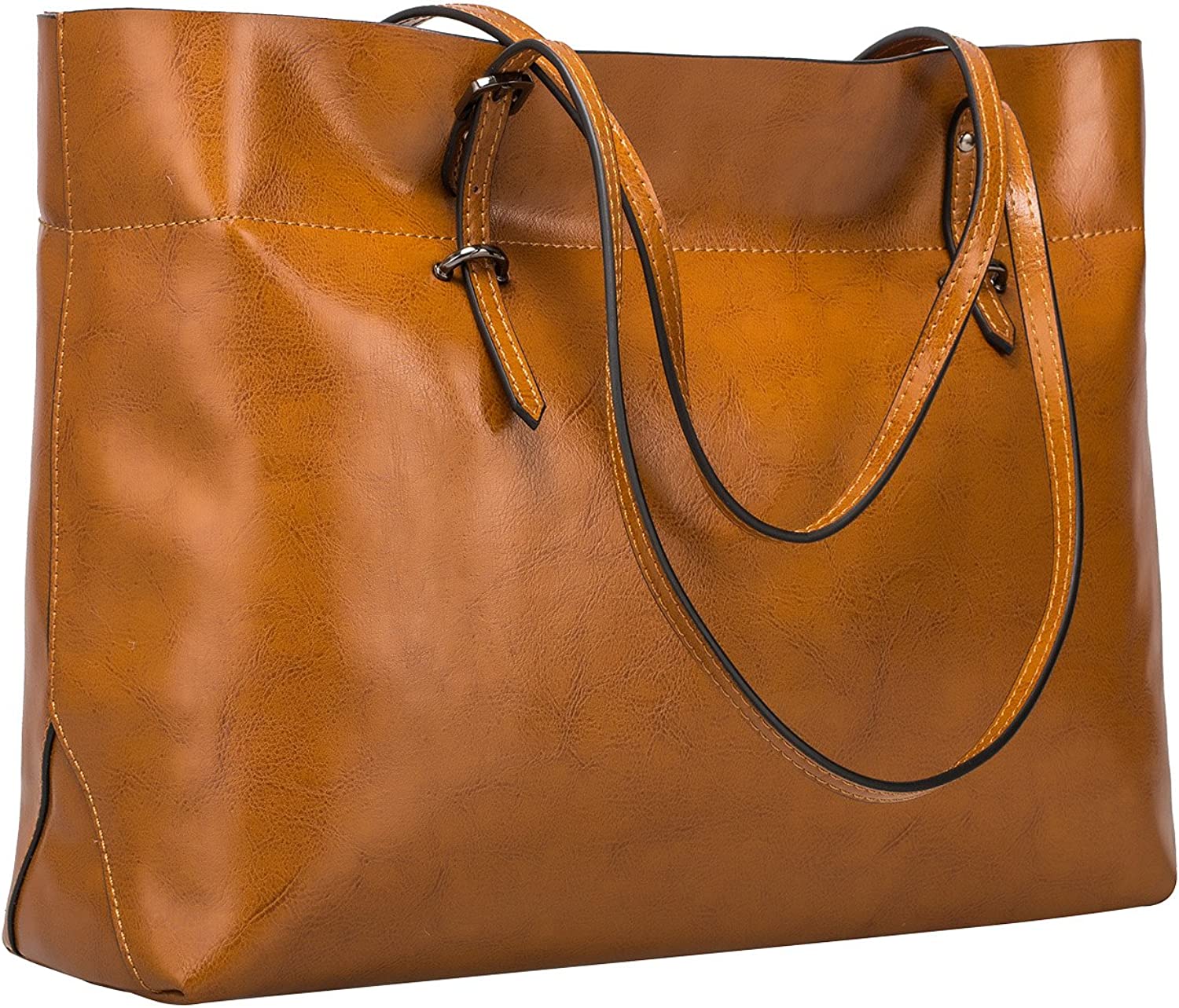 S-ZONE Vintage Genuine Leather Tote Shoulder Bag Handbag Big Large Capacity  Upgraded 2.0