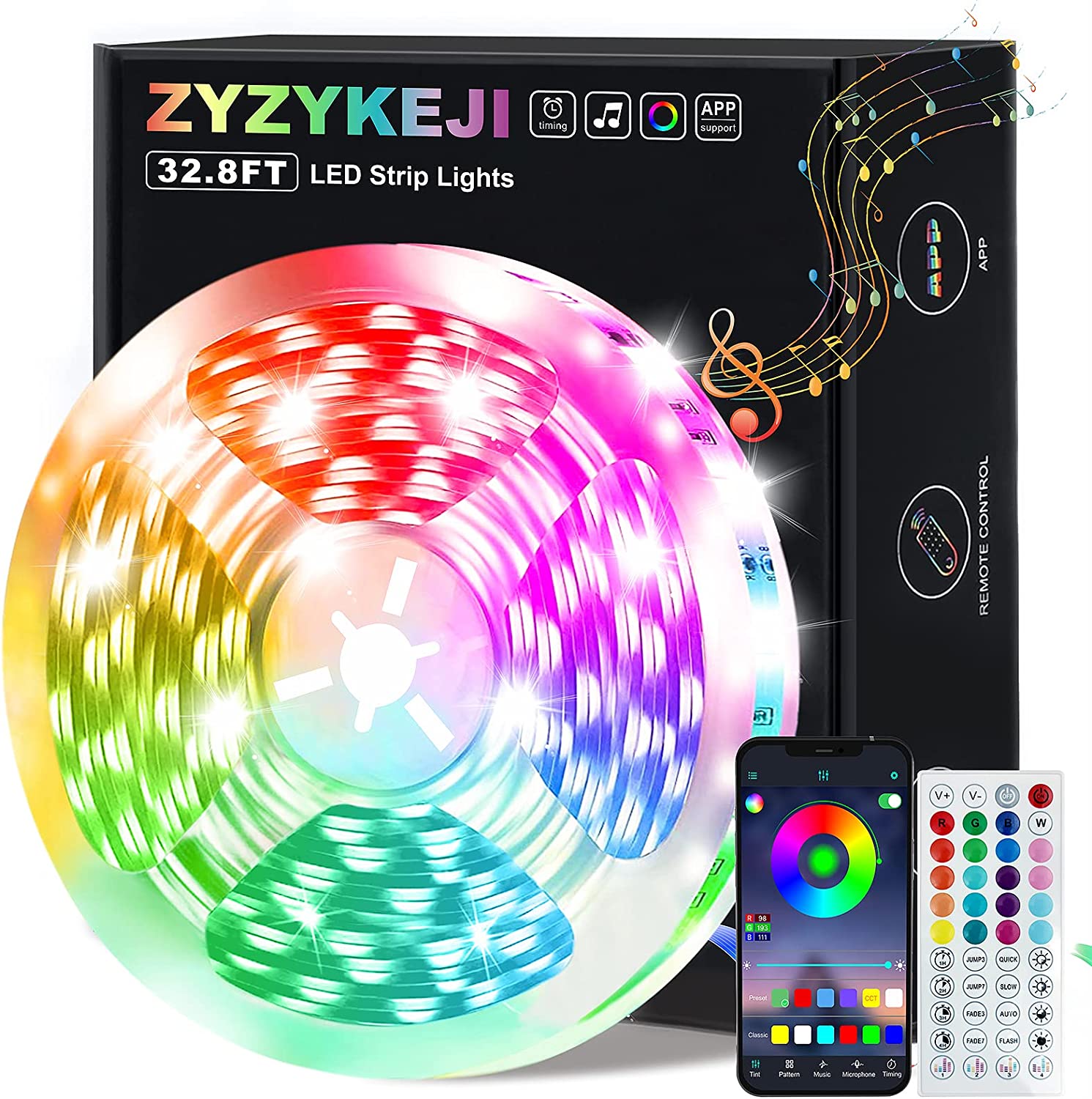  KEELIXIN 65.6ft LED Lights for Bedroom, Music Sync RGB