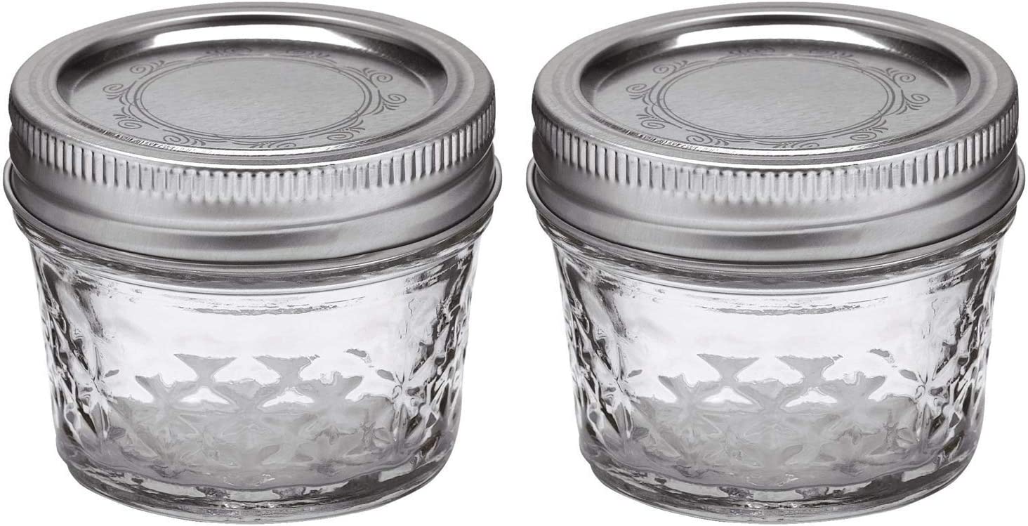 LovoIn Regular Mouth Glass Mini Mason Jars, 4 Oz 12 Pack Clear Glass Jars  with Silver Metal Lids，Quilted Crystal Jars Ideal for Food Storage, Jam