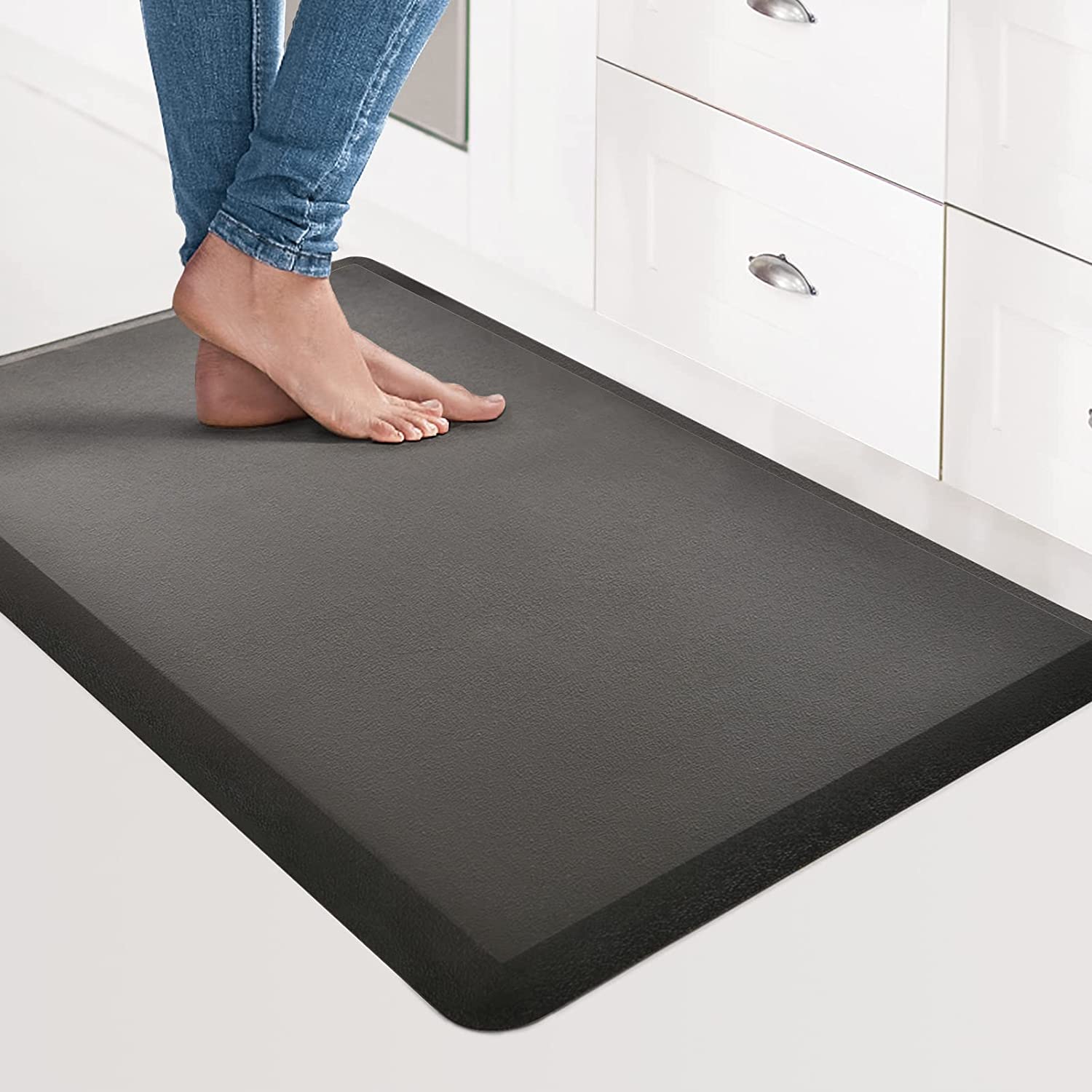  KitchenClouds Kitchen Mat Cushioned Anti Fatigue Rug 17.3x28  Waterproof, Non Slip, Standing and Comfort Desk/Floor Mats for House Sink  Office (Black) : Home & Kitchen