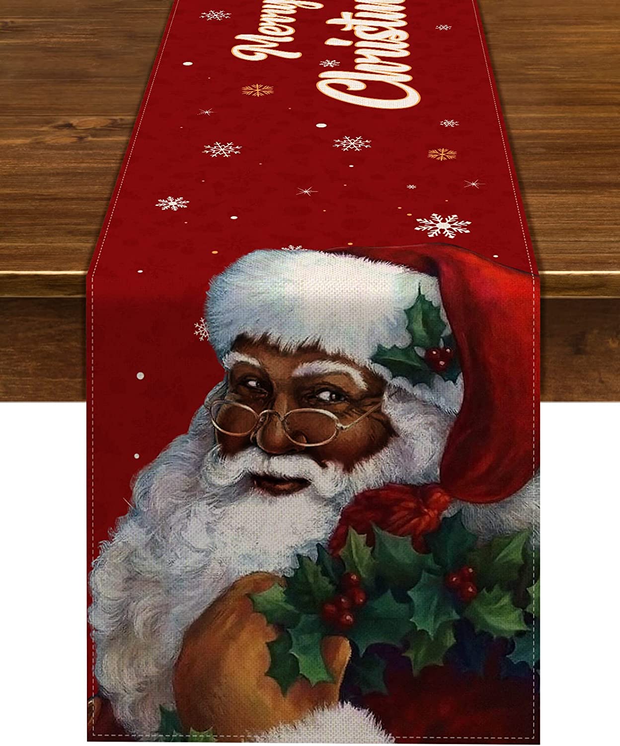 Artoid Mode African American Black Santa Kitchen Dish Towels 18 x 26 Inch  Set of 2, Christmas Winter 