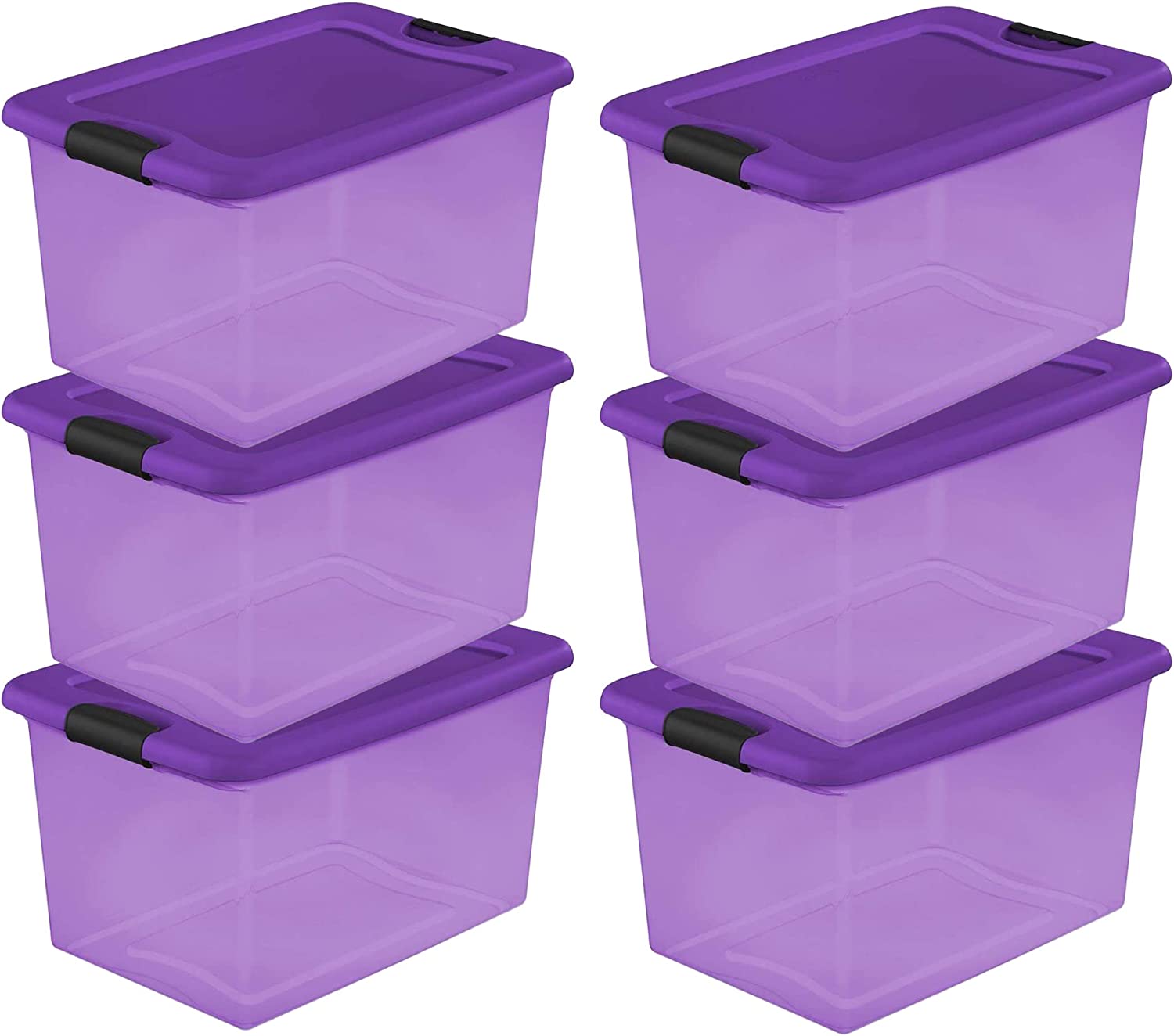 Sterilite 66 Quart Clearview Latch Storage Container With Sweet Plum  Handles 17 - Pack of 6 for sale online