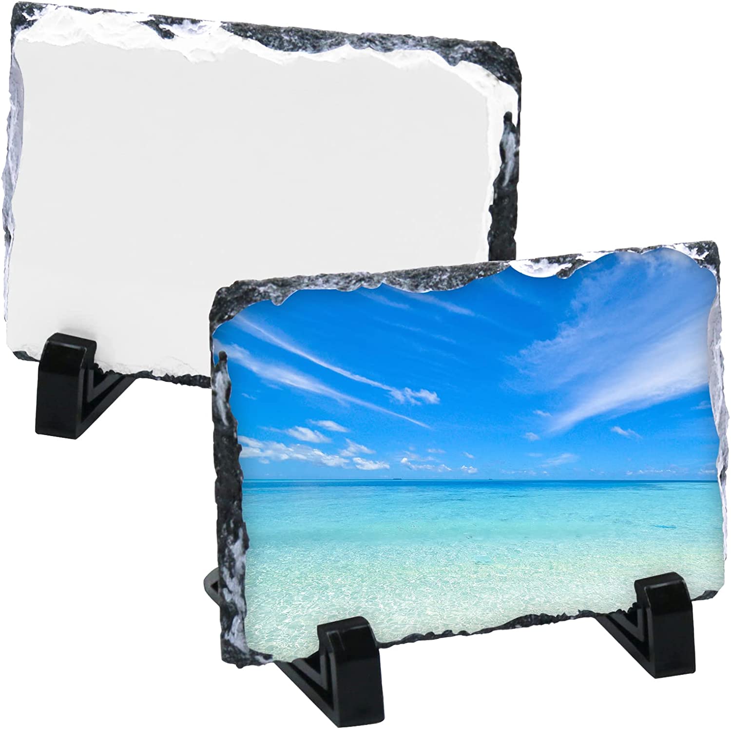 4pcs Sublimation Slates, 5.9” x 5.9” Heart-Shaped Limestone Sublimation Blank Slates, Customized Heat Transfer Picture Frame Stone Slates, DIY