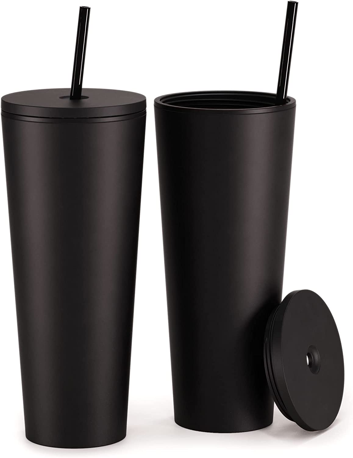 ArtMinds 19-Ounce Black Stainless Steel Tumbler with Straw