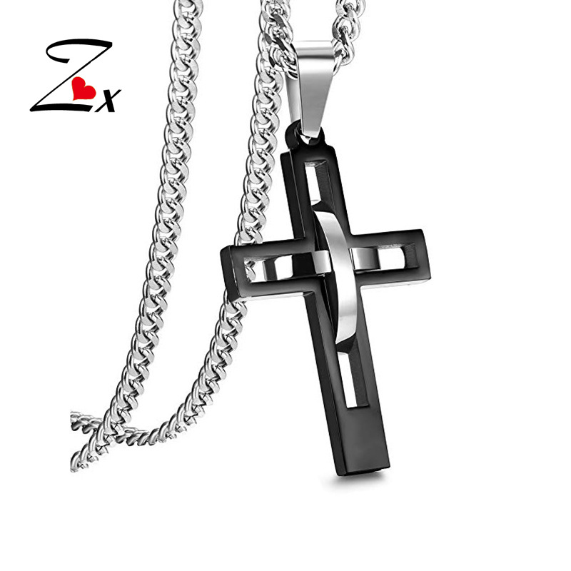 Wholesale Stainless steel hollow cross pendant antique hollow cross