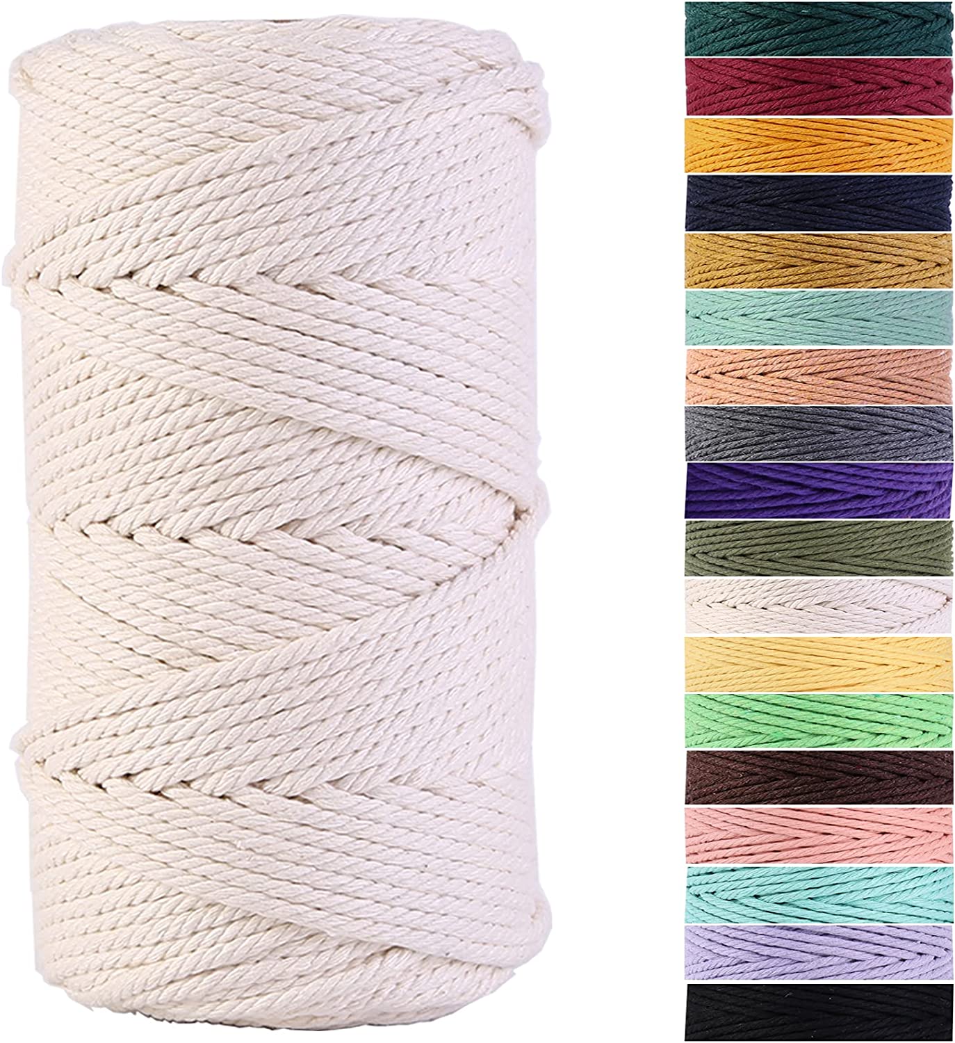 XKDOUS Macrame Cord 4mm x 150Yards, Natural Cotton Macrame Rope, Cotton  Cord for Wall Hanging, Plant Hangers, Crafts, Knitting