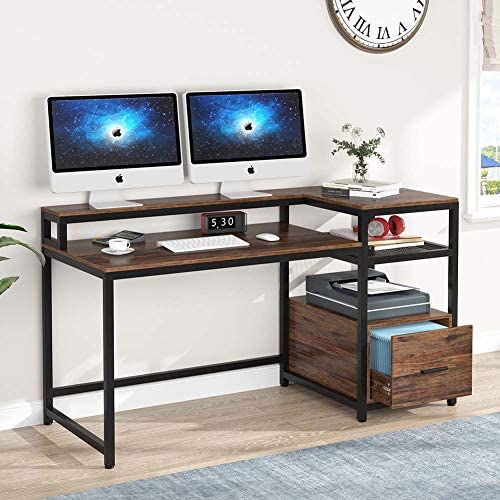 Wholesale TIYASE Computer Desk with Hutch and Storage Shelves, 59 inch ...