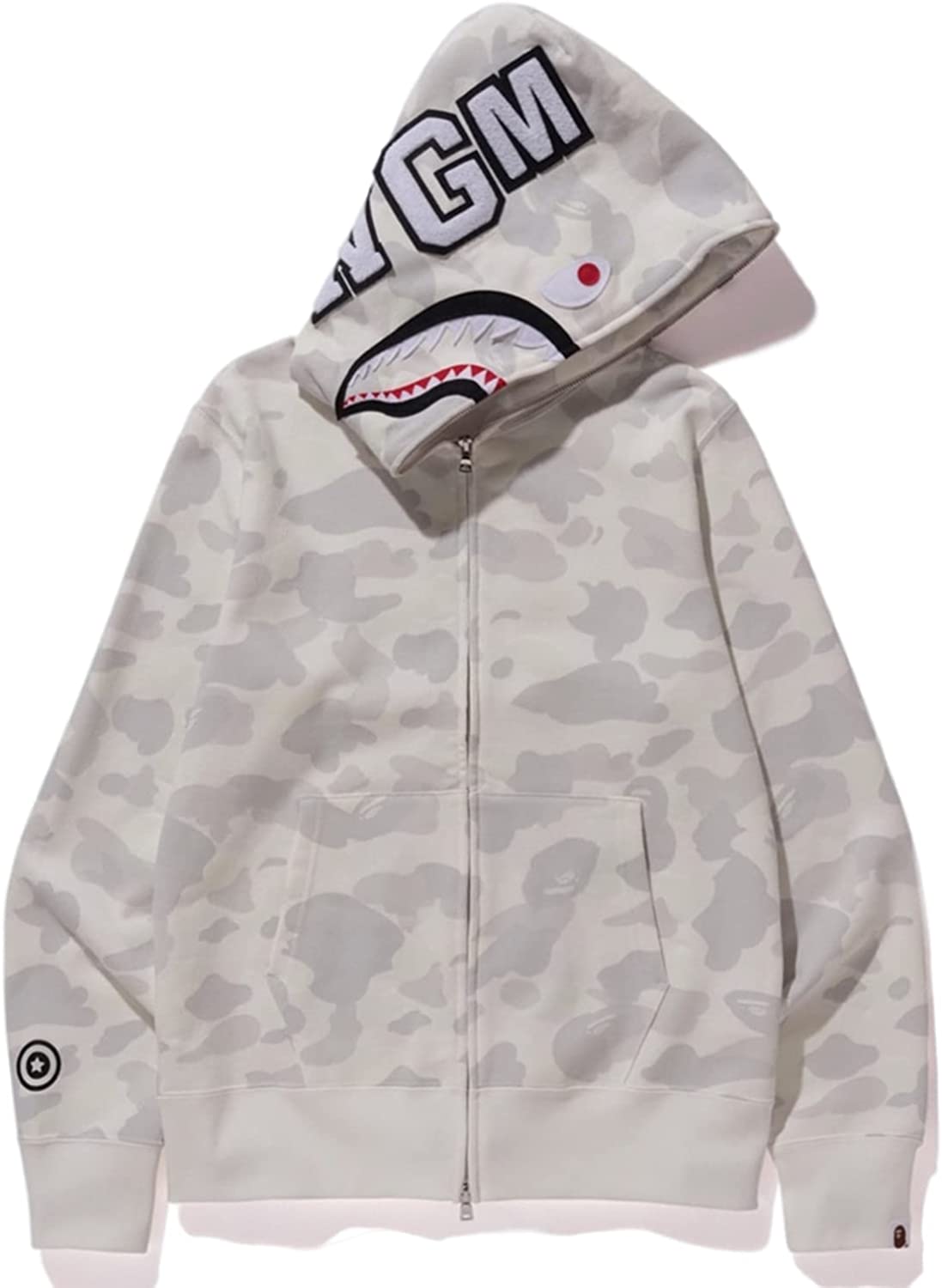 Baonmy Ape Hoodie for Men Shark Camo Jacket Full Zip Up Hoodie Jacket for Men Women