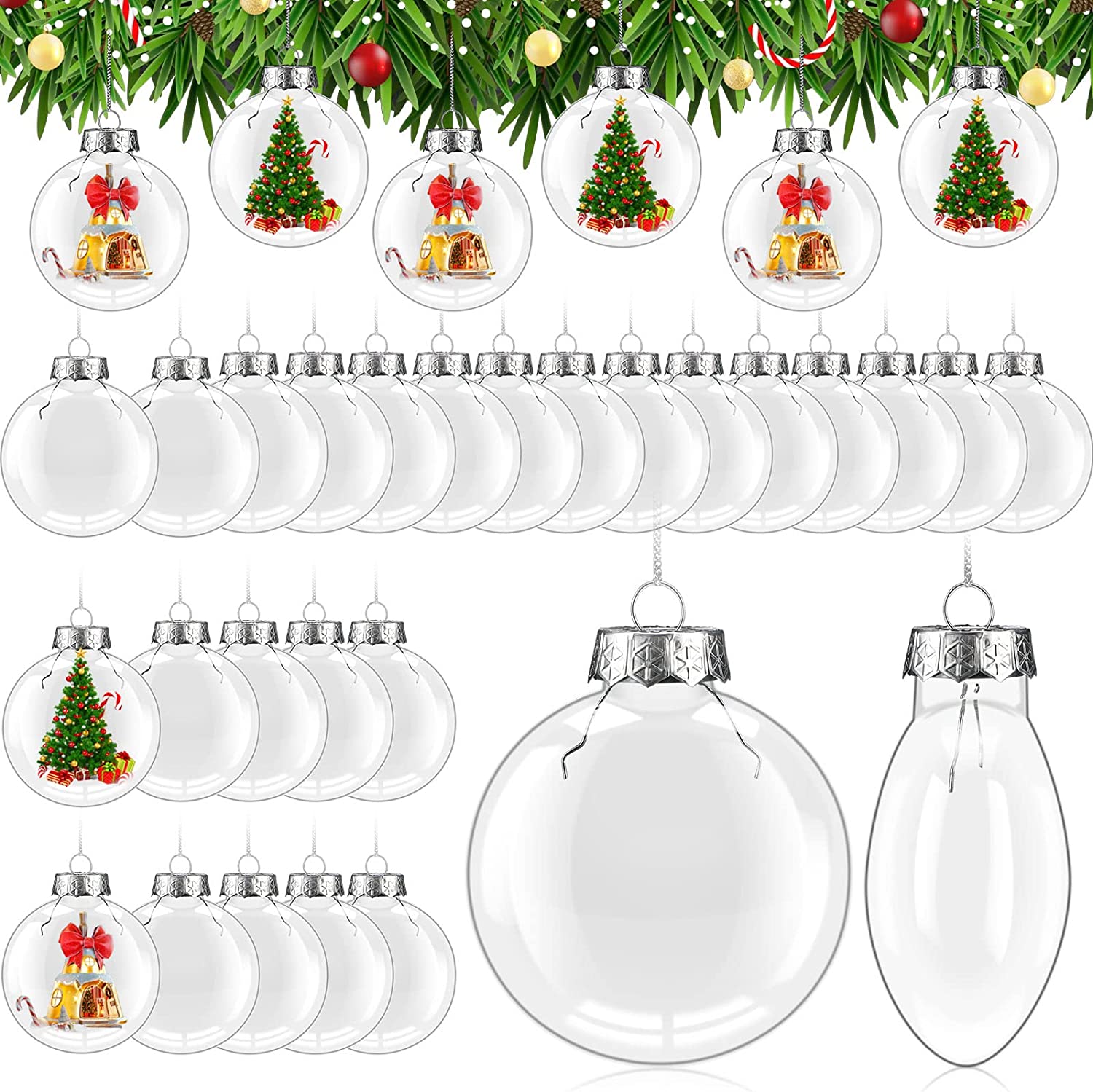 12Pcs Clear Glass Ball Ornaments 3.15 Inch for Crafts DIY, Large