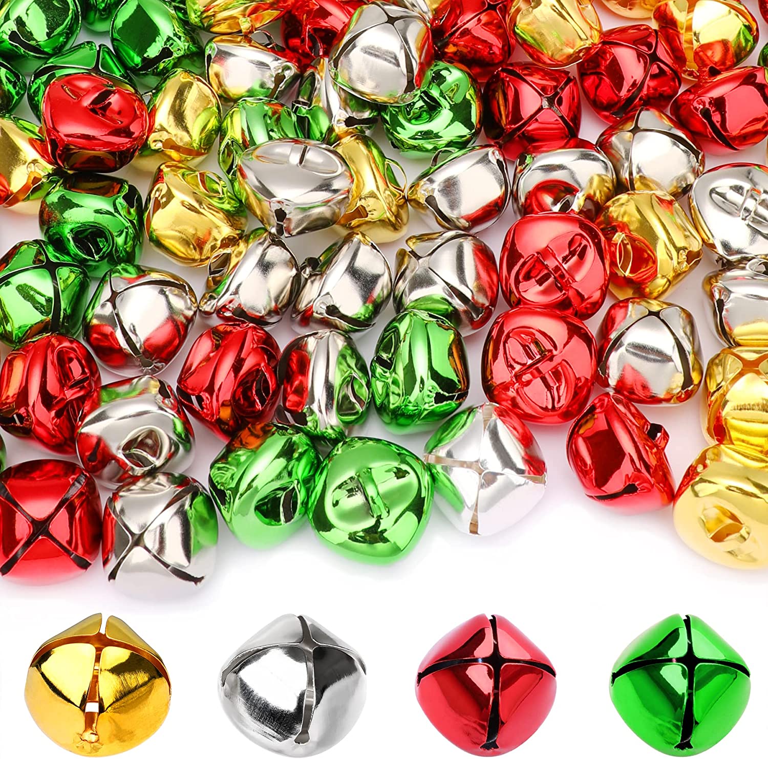 Mr. Pen- Jingle Bells, 1 Inch, Silver, 50 Pack, Jingle Bells for