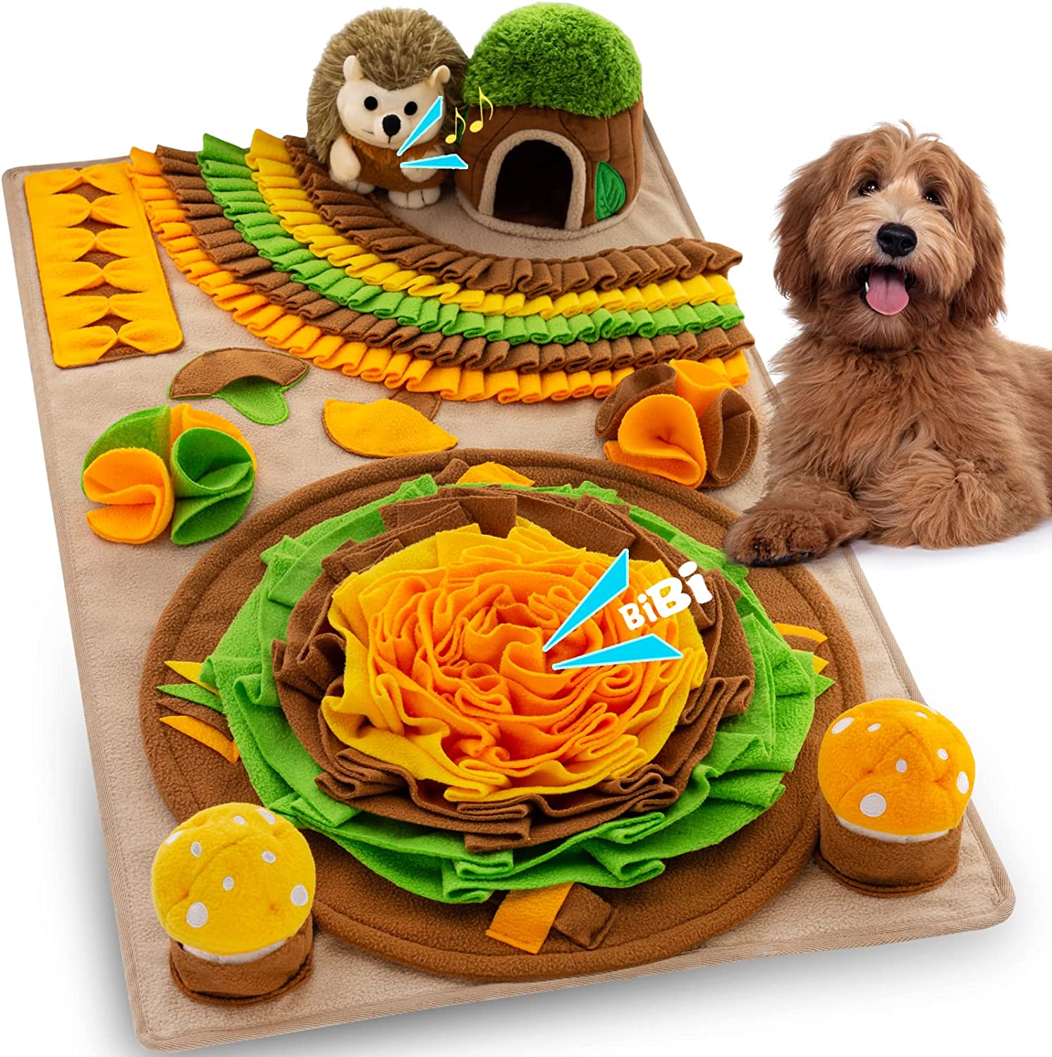 Runda Snuffle Mat for Dogs, 17'' x 21'' Dog Snuffle Mat Interactive Feed Game for Boredom, Encourages Natural Foraging Skills and Stress Relief for