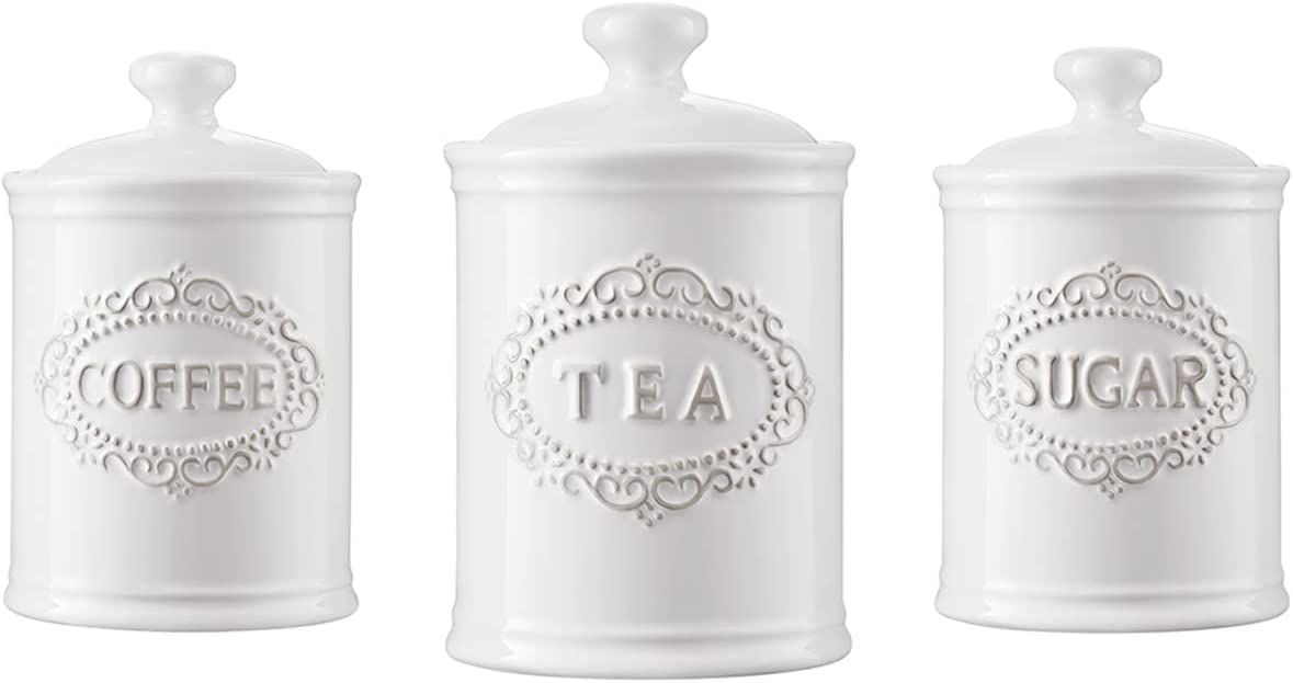 Home Intuition 4-Piece Ceramic Kitchen Canisters Set, Airtight