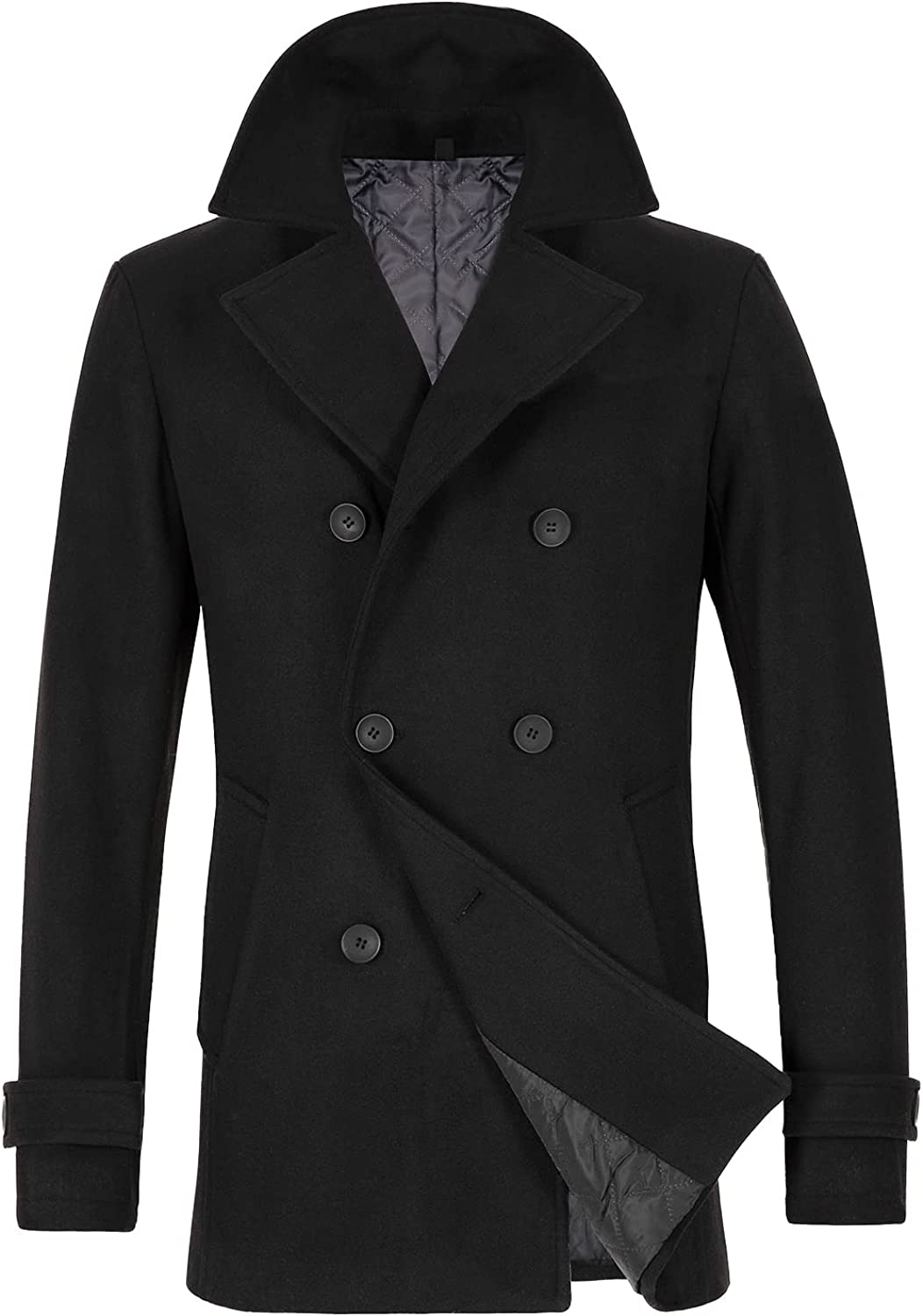 PASLTER Men's Classic Business Pea Coat