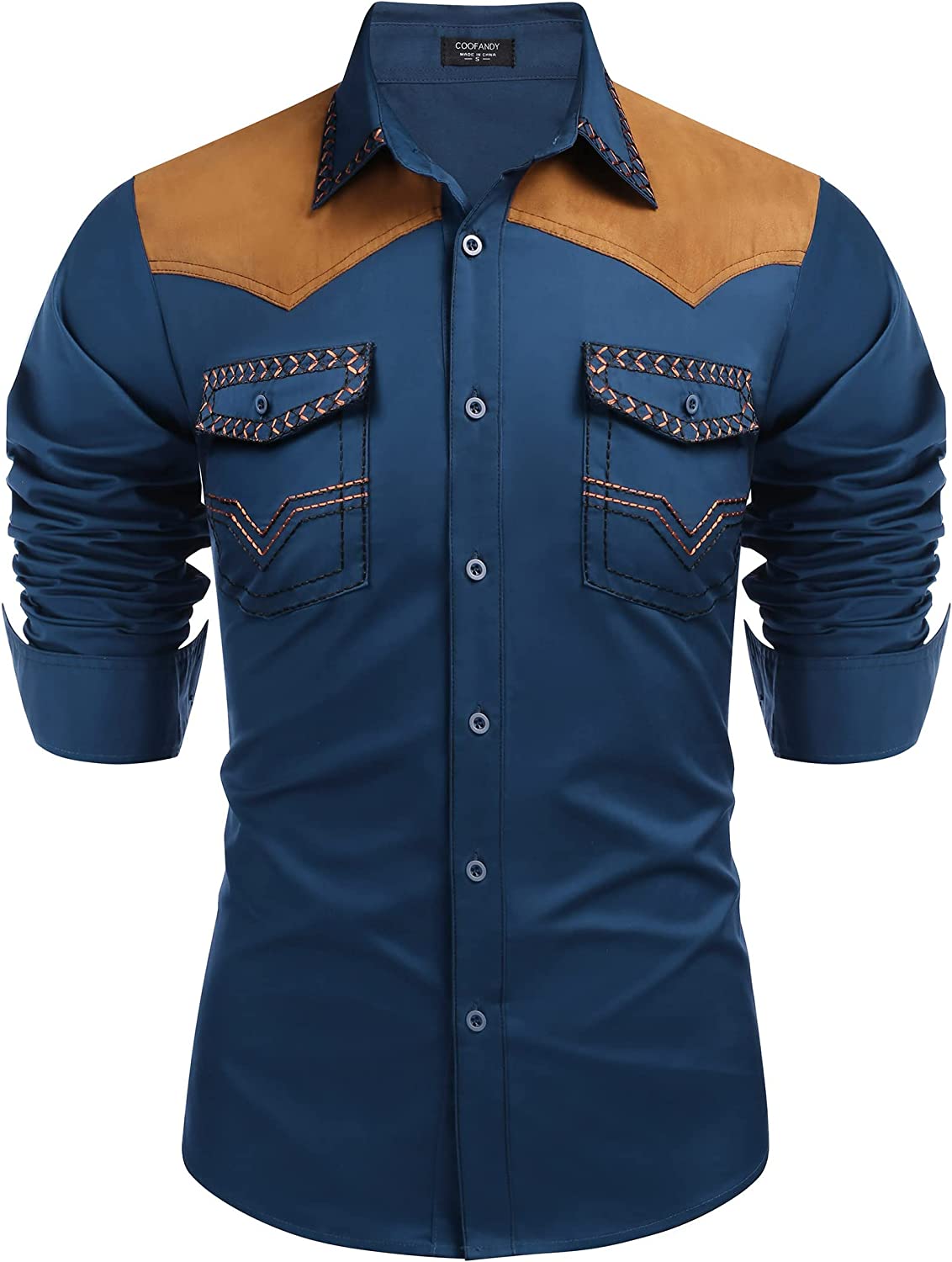 JoZorro Men's Long Sleeve Pearl Snap Shirt Rhinestone Cowboy Cut Western  Embroidered Casual Button Down Shirt : : Clothing, Shoes 