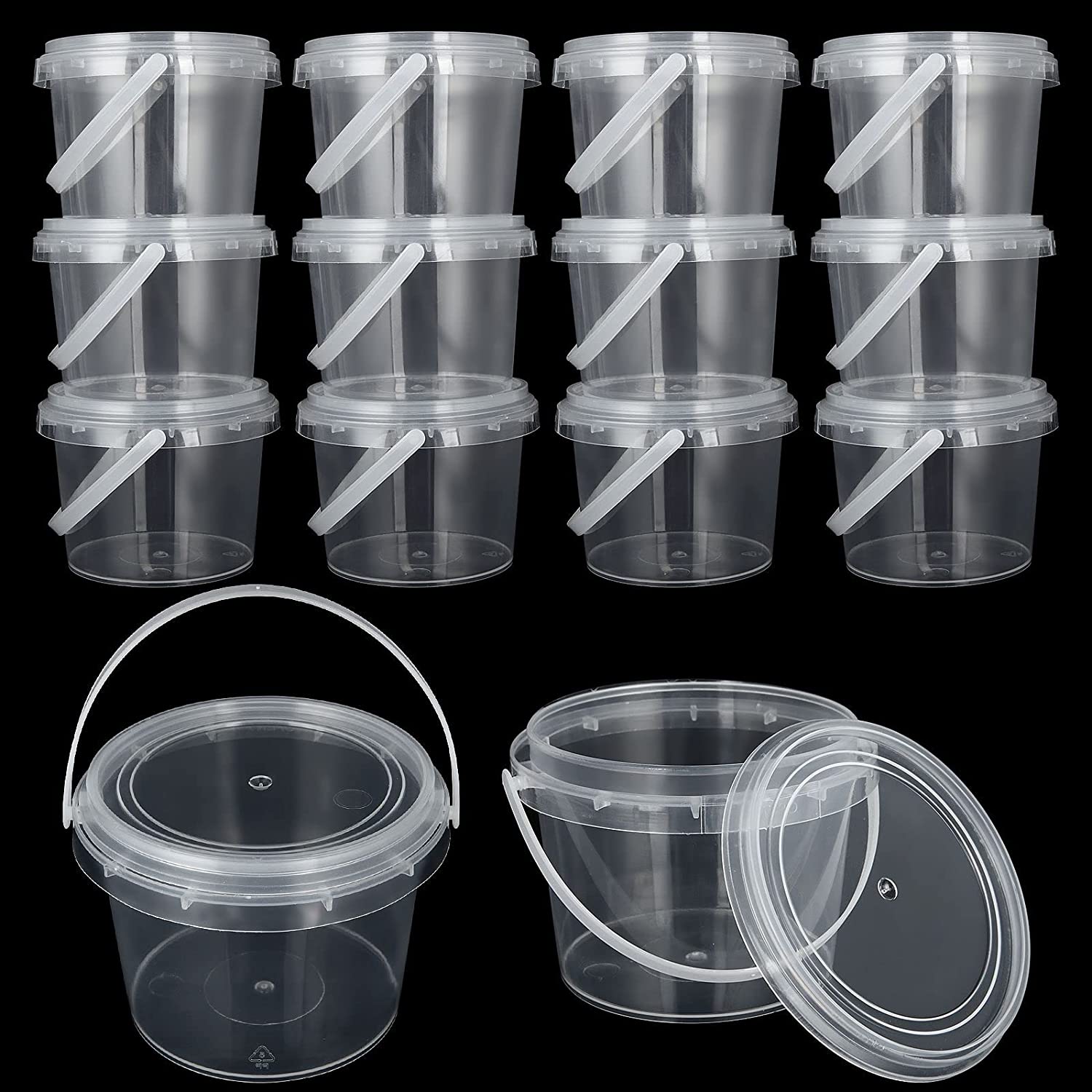 Frogued 12Pcs Clear Slime Storage Round Plastic Box Container Foam Ball  Cups with Lids (Clear)