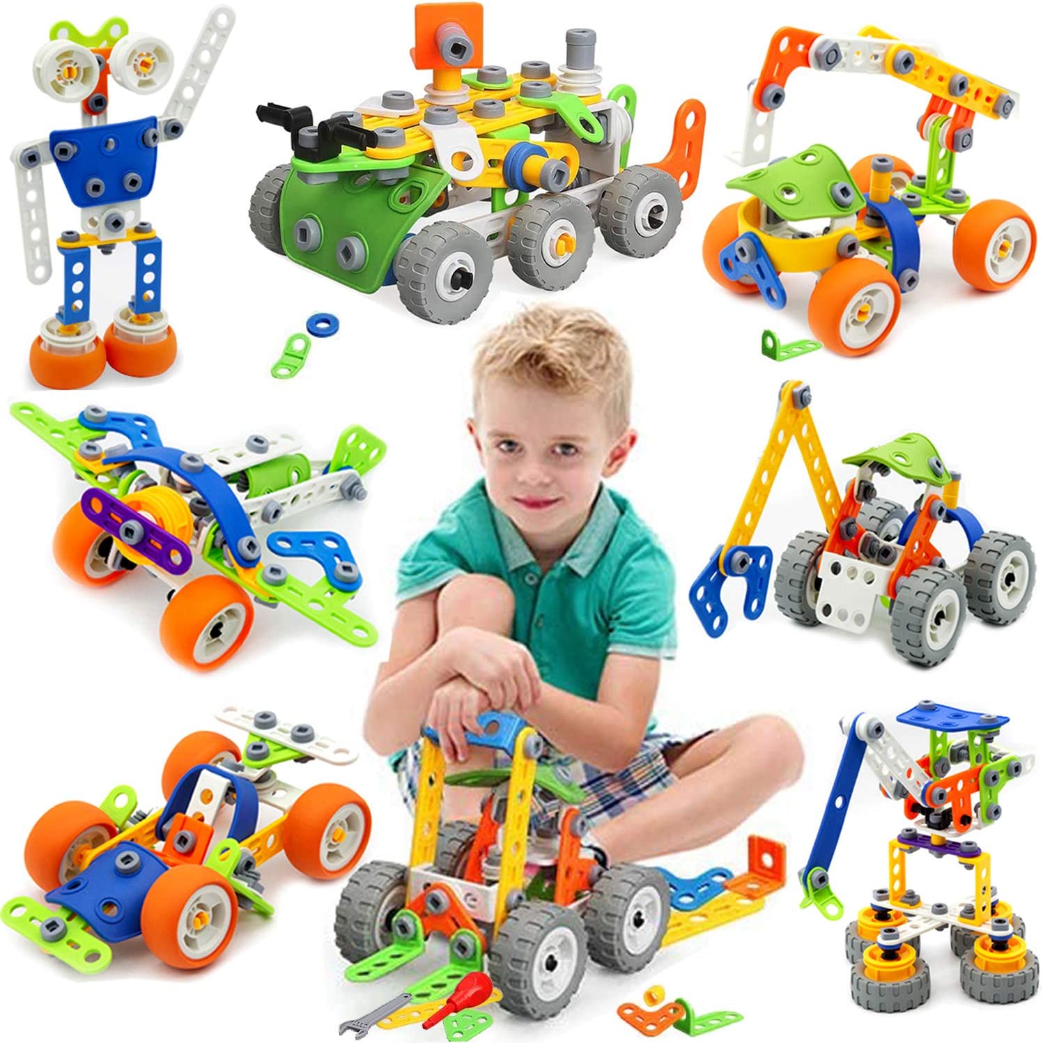  Erector Sets for Kids Ages 4-8, Easy Assembled 163 PCS Building  Blocks, STEM Games for 4 5 6 7 8 Year Old Girls Boys Kids, Educational  Building Toy STEM Kits with