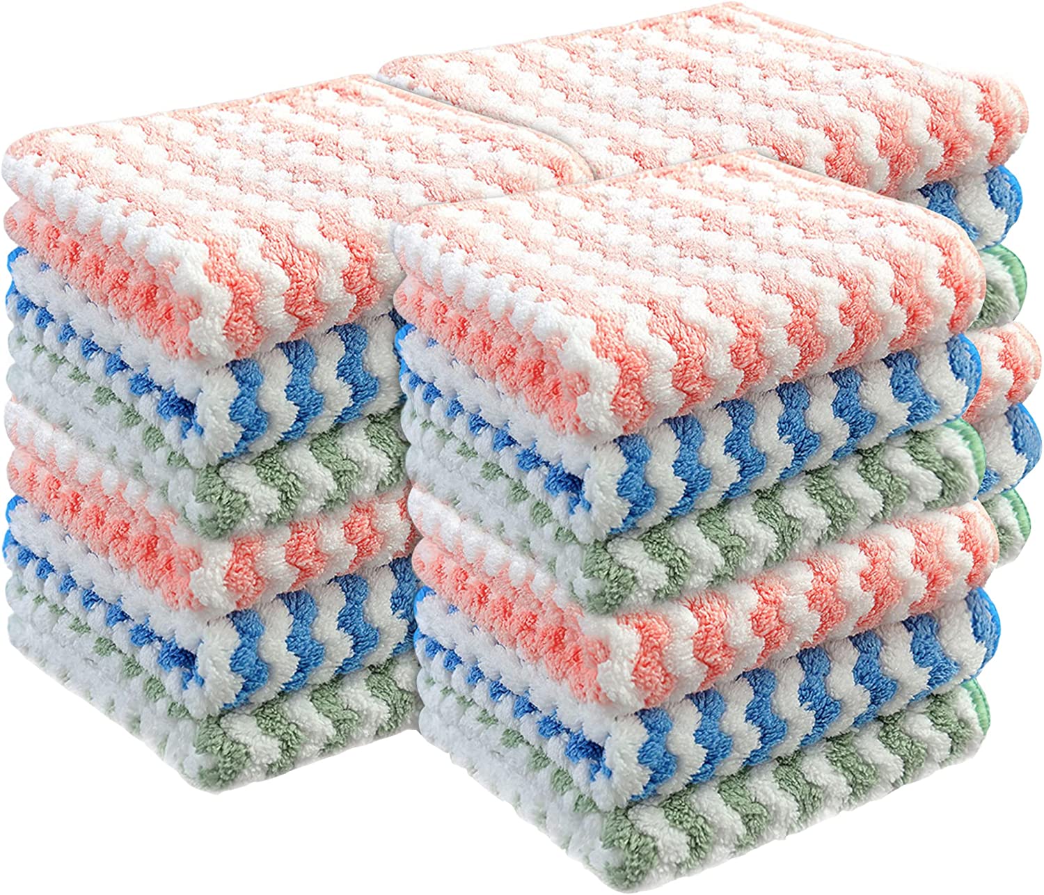 20 Pack Dish Cloths Kitchen Towels Fish Scale Cleaning Rags Lint Free  Streak Washcloths Microfiber Reusable Hand Towel Absorbent Dishtowels