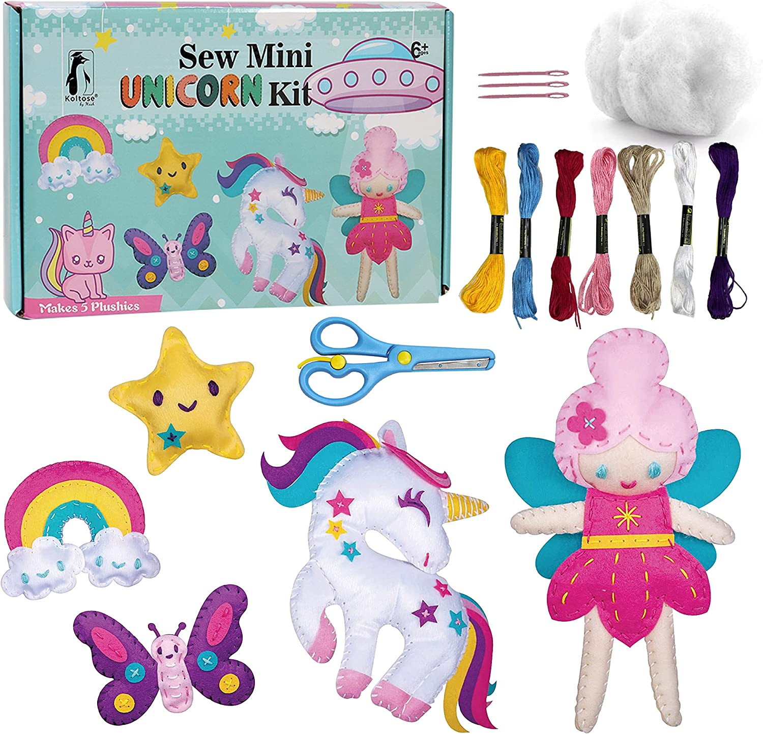  Craftorama Sewing Kit for Kids, Fun and Educational Animal  Craft Set for Boys and Girls Age 7-12, Sew Your Own Felt Animals Craft Kit  for Beginners, 165 Piece Set : Toys
