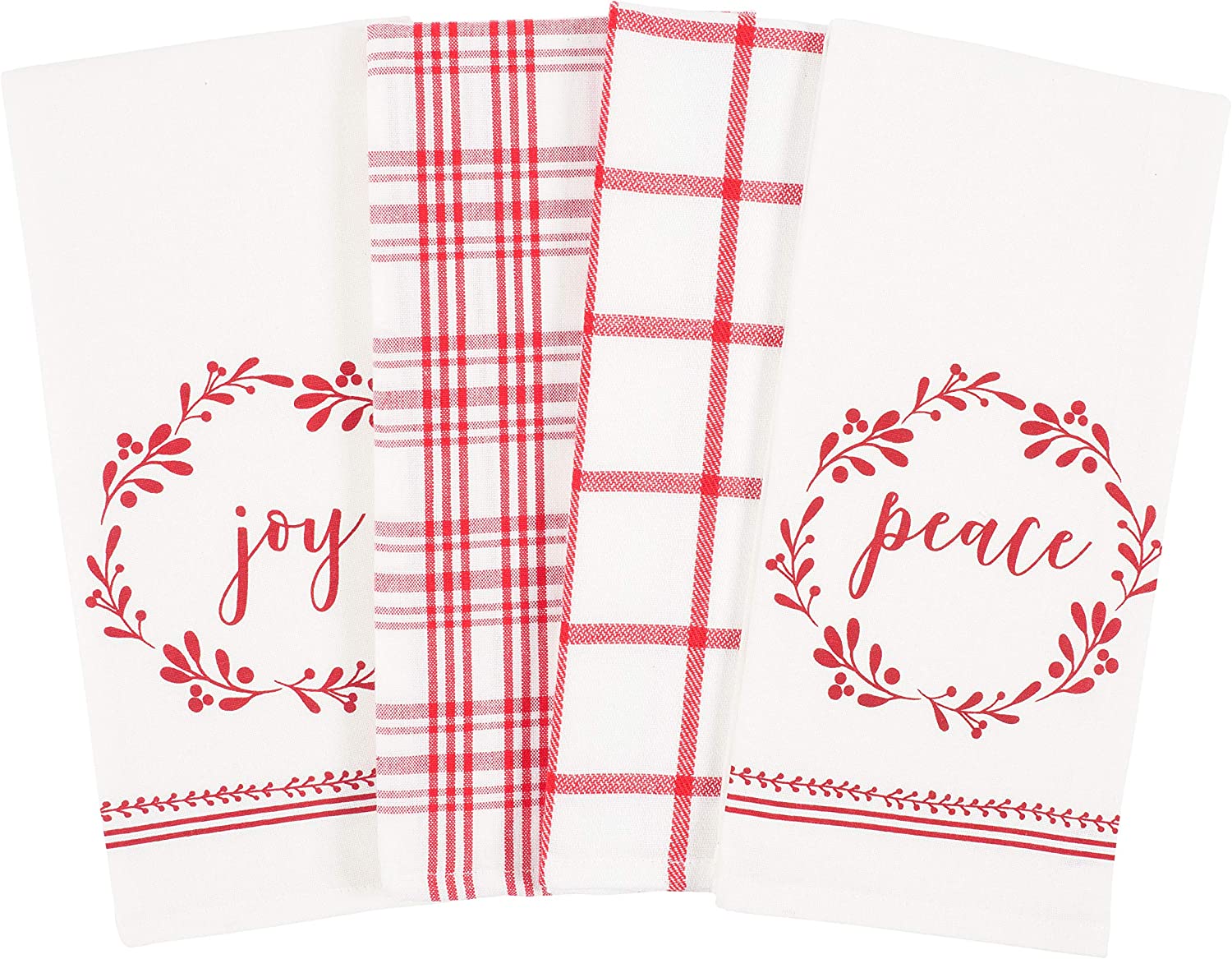 Tidings&Traditions Set Of 4 Holiday Kitchen Towels, Christmas, Black/White/ Gold