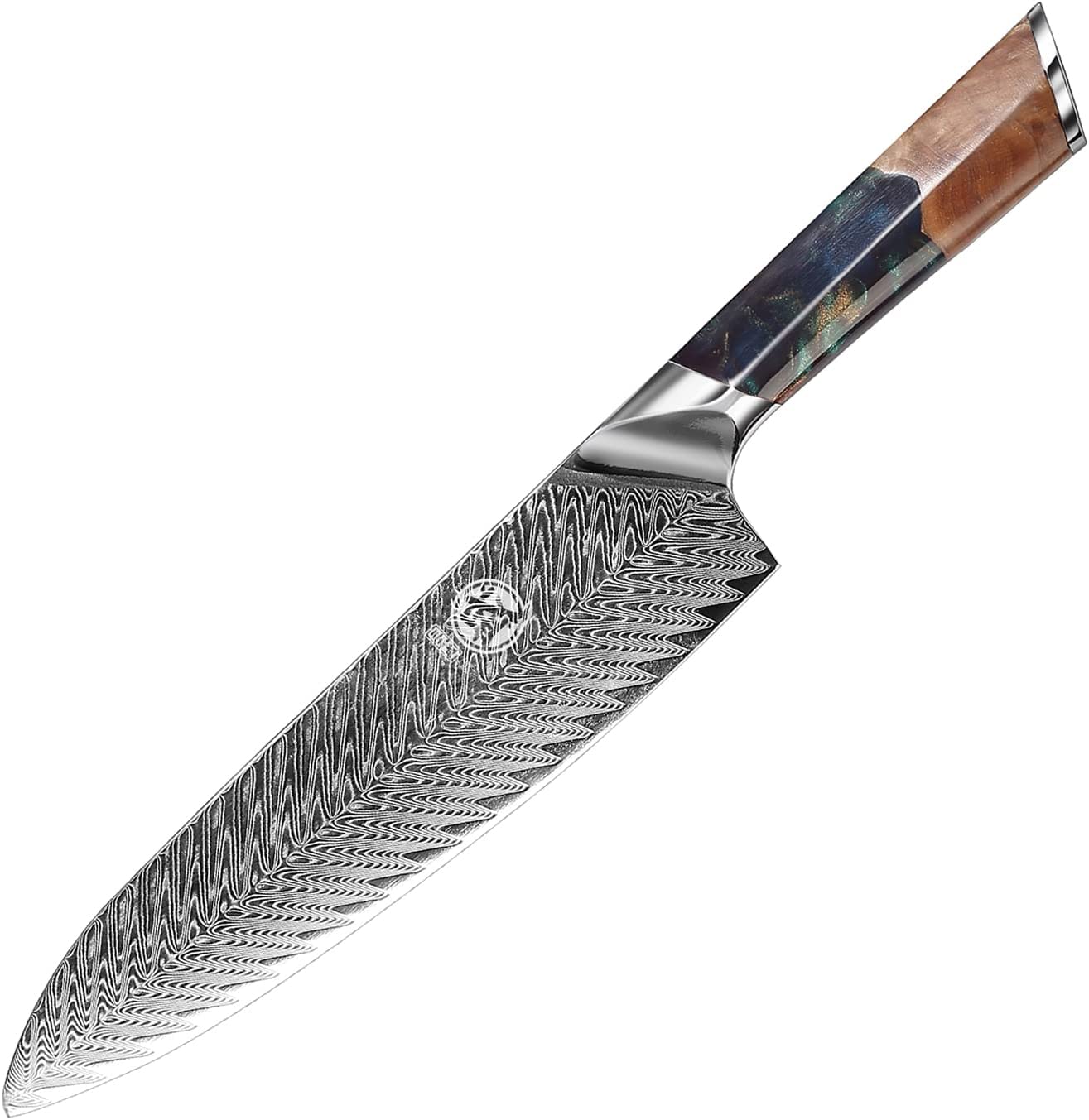 HexClad Santoku Knife, 7-Inch Japanese Damascus Stainless Steel Blade, Full  Tang Construction, Pakkawood Handle