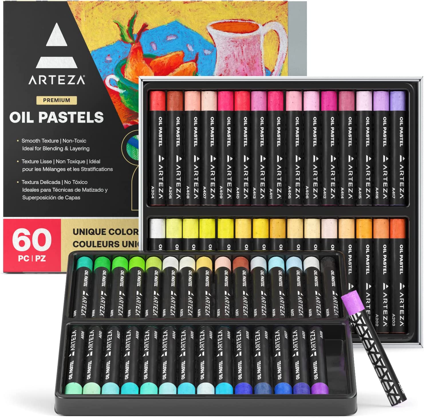 ARTEZA Colored Pencils Set, 48 Colors with Color Names, Triangular