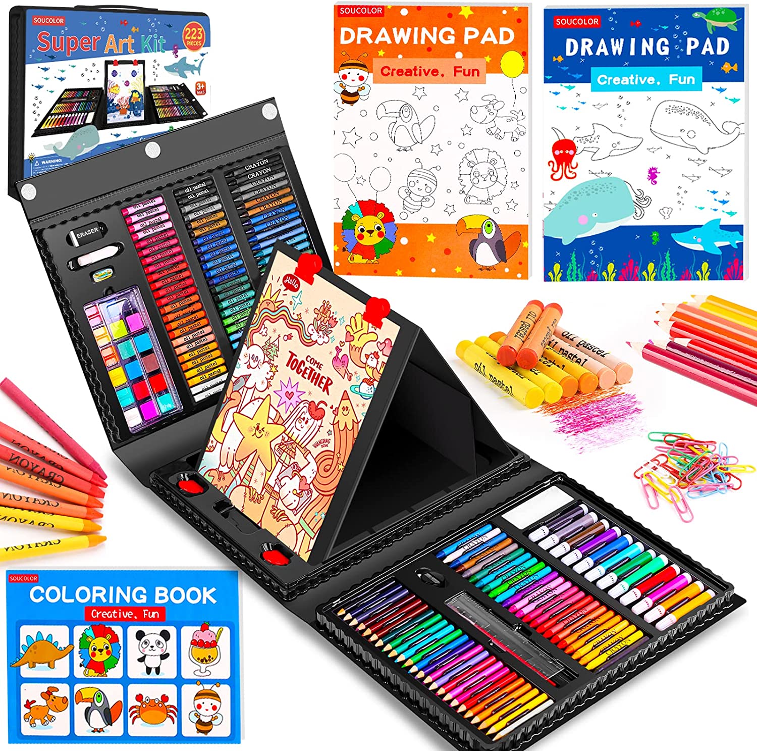 Soucolor Arts and Crafts Supplies, 183-Pack Drawing Painting Set