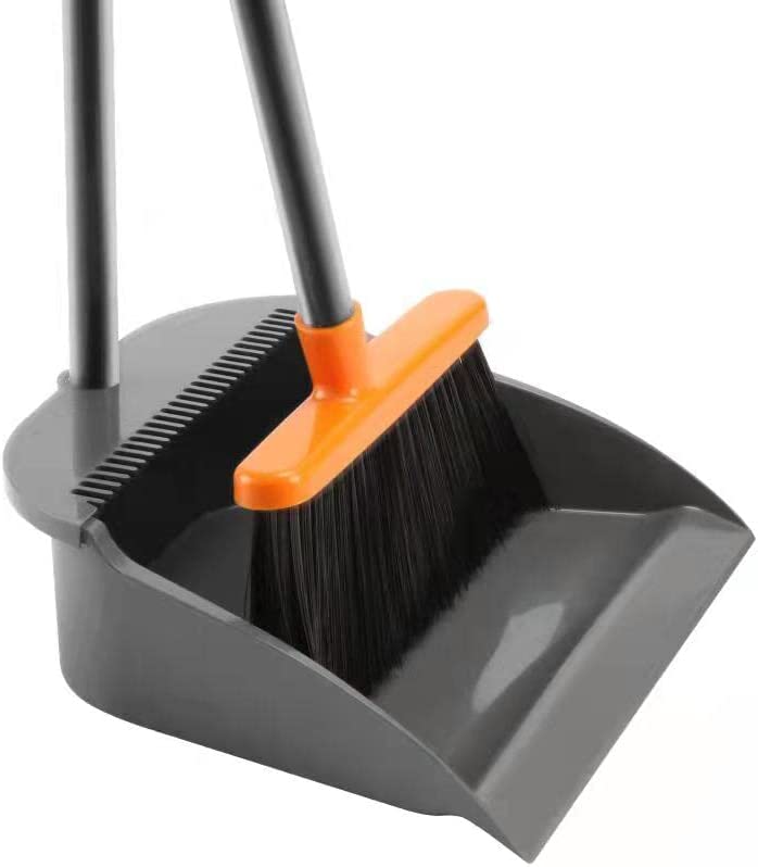 Jade Active Broom and Dustpan Set - Premium Long Handled Broom Dustpan  Combo - Upright Standing Lobby Broom and Dust Pan