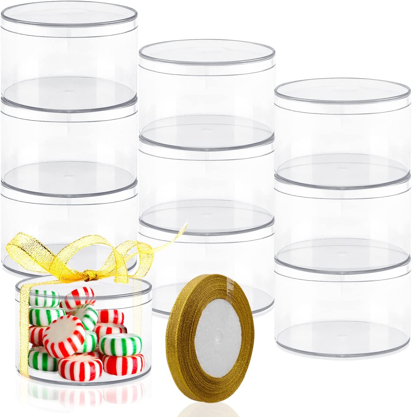 Dayaanee Round Acrylic Container with Lid Clear Round Acrylic Box