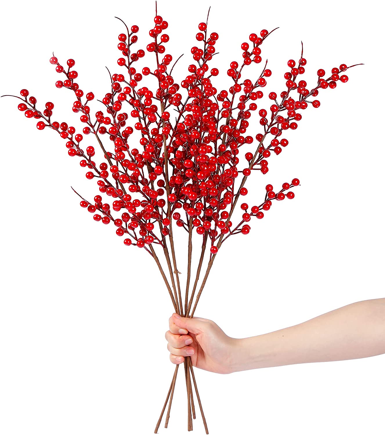 4 Pack Artificial Red Berry Stems Holly Christmas Berries for