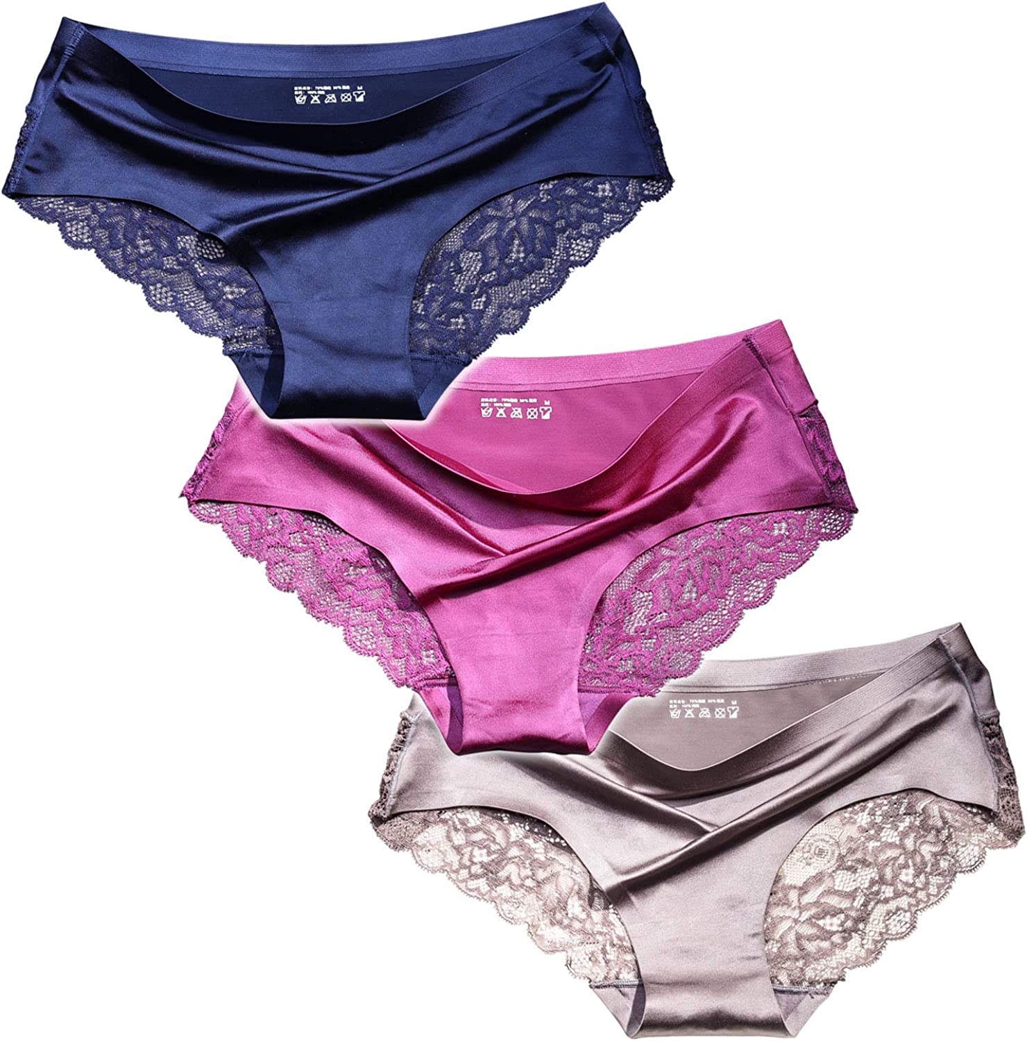 SilRiver Womens Silk String Bikini Satin Panties for Women Underwear Shiny  Tanga Briefs